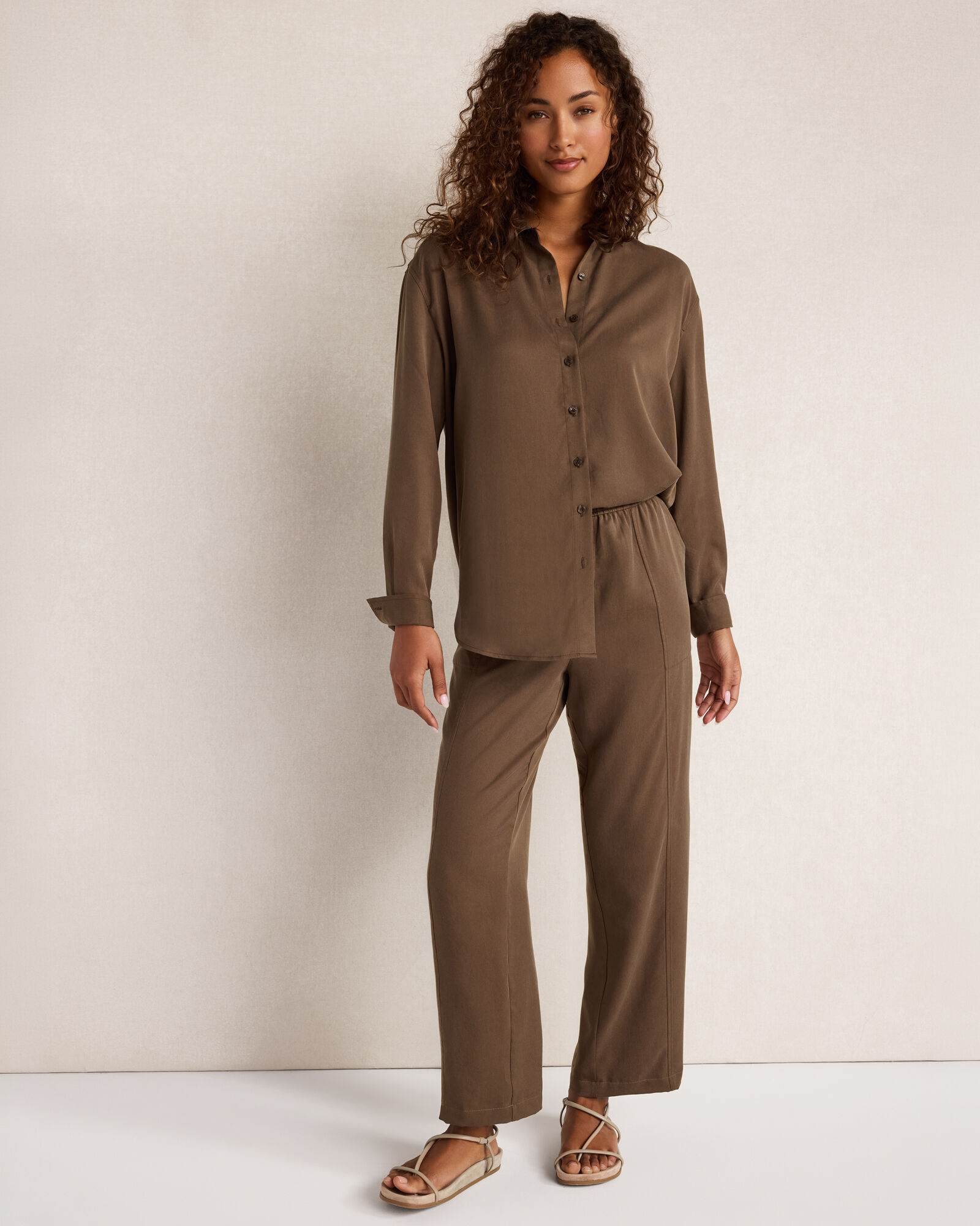 Drapey Twill Tapered Leg Pants