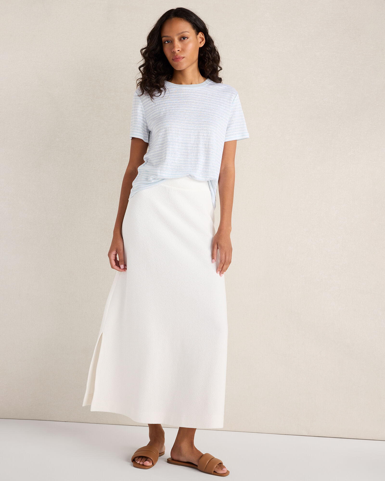 Linen Striped Short Sleeve Tee