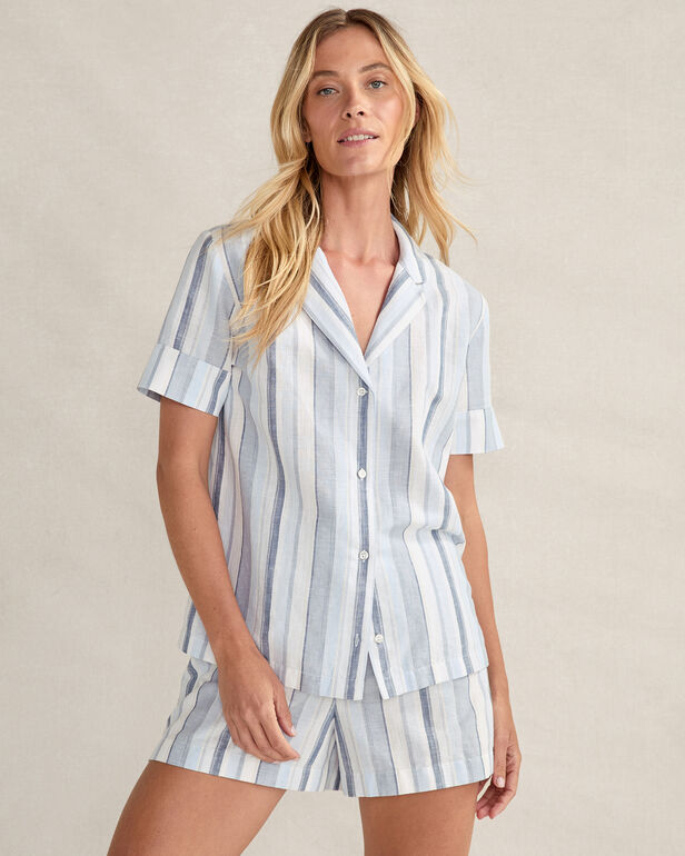 Organic Cotton Linen Coastal Stripe Sleep Set