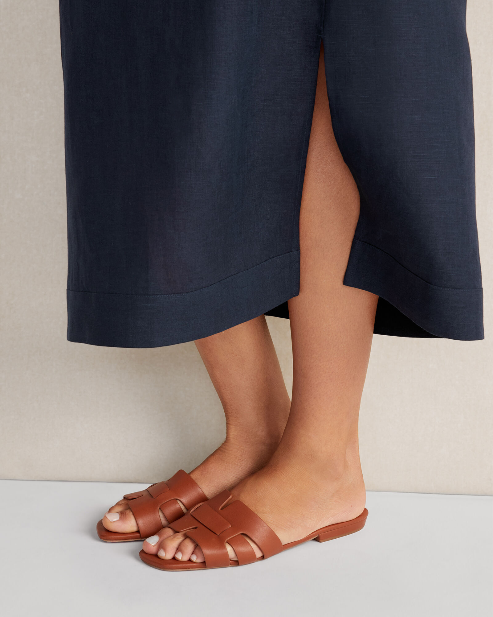 Leather Threaded Cut-Out Slides