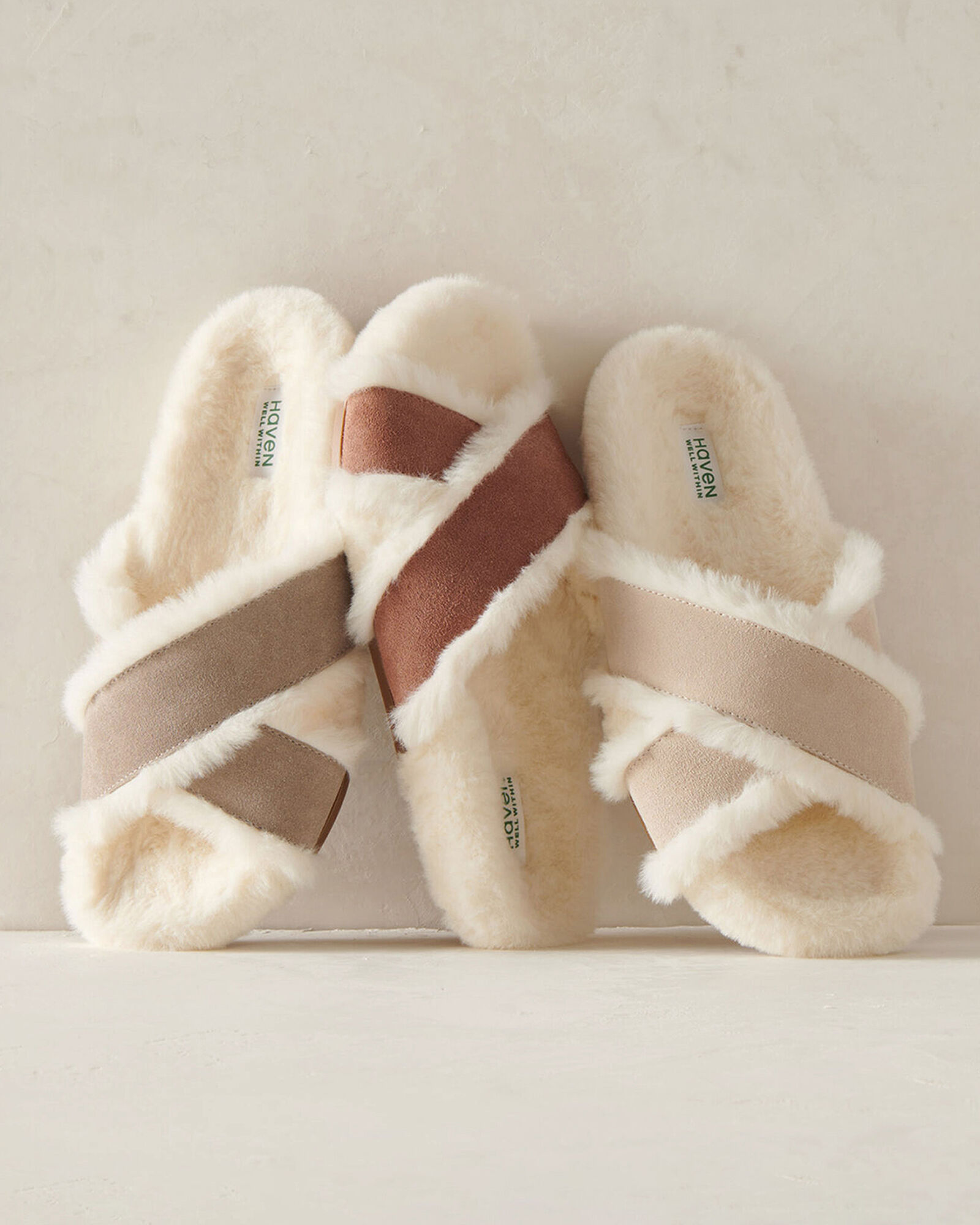 Faux Fur Criss-Cross Structured Slides
