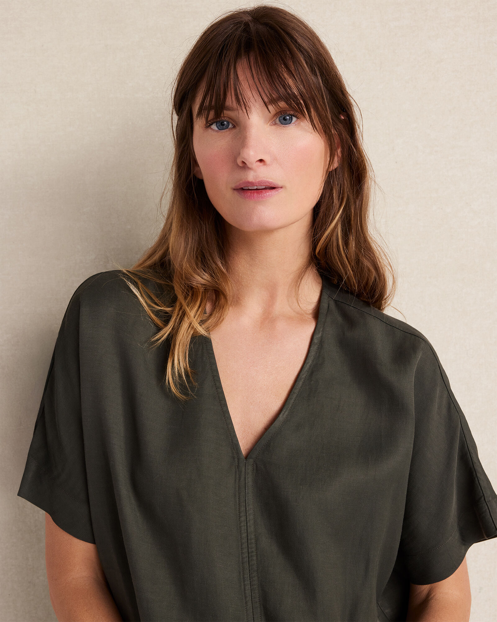 Viscose Linen V-Neck Top