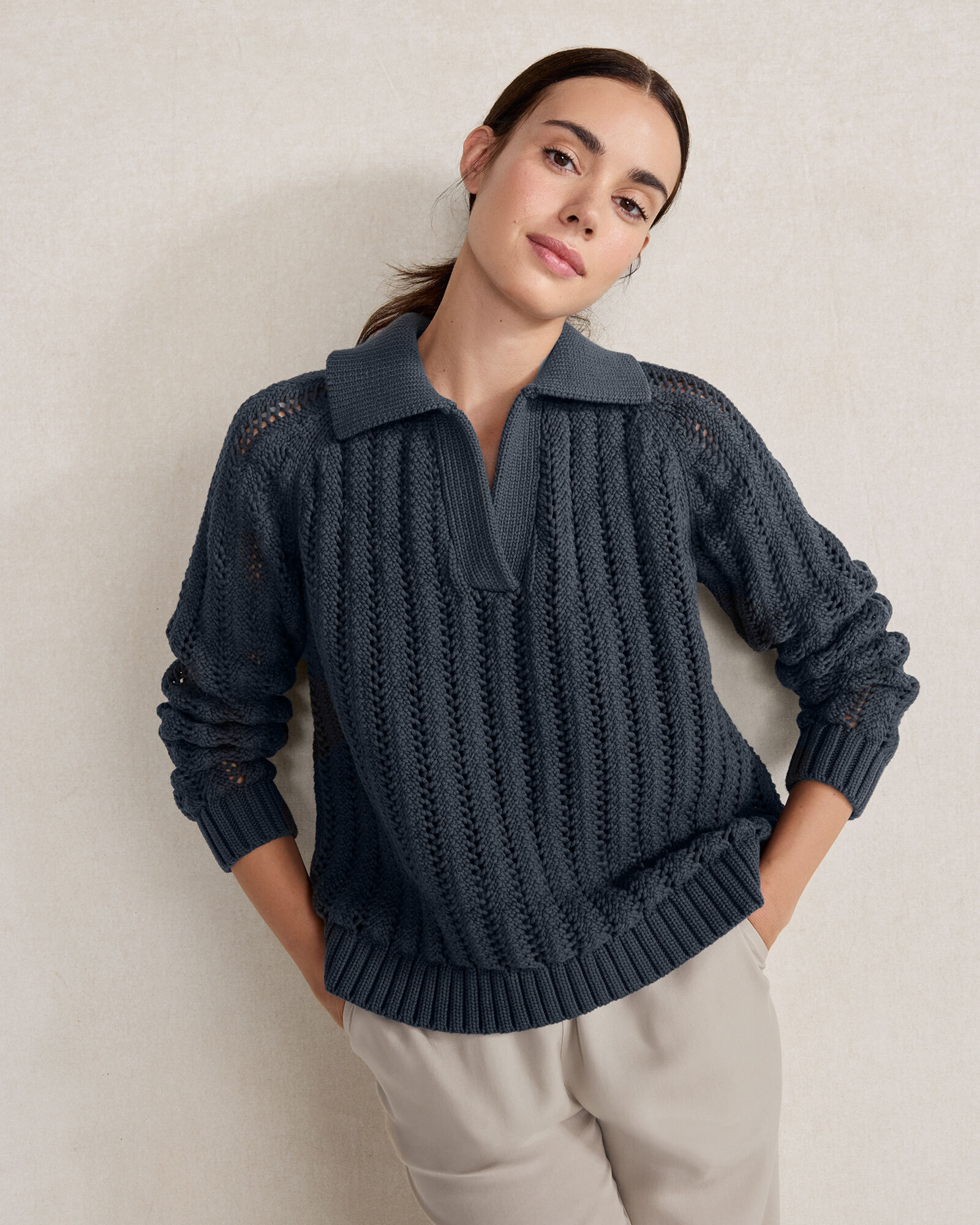 【Honi Anne】Denim Stitch Collar Zip-up Jumper Denim Holly Jacket – Cinq à Sept