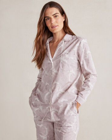 Organic Cotton Poplin Botanical Pajama Shirt