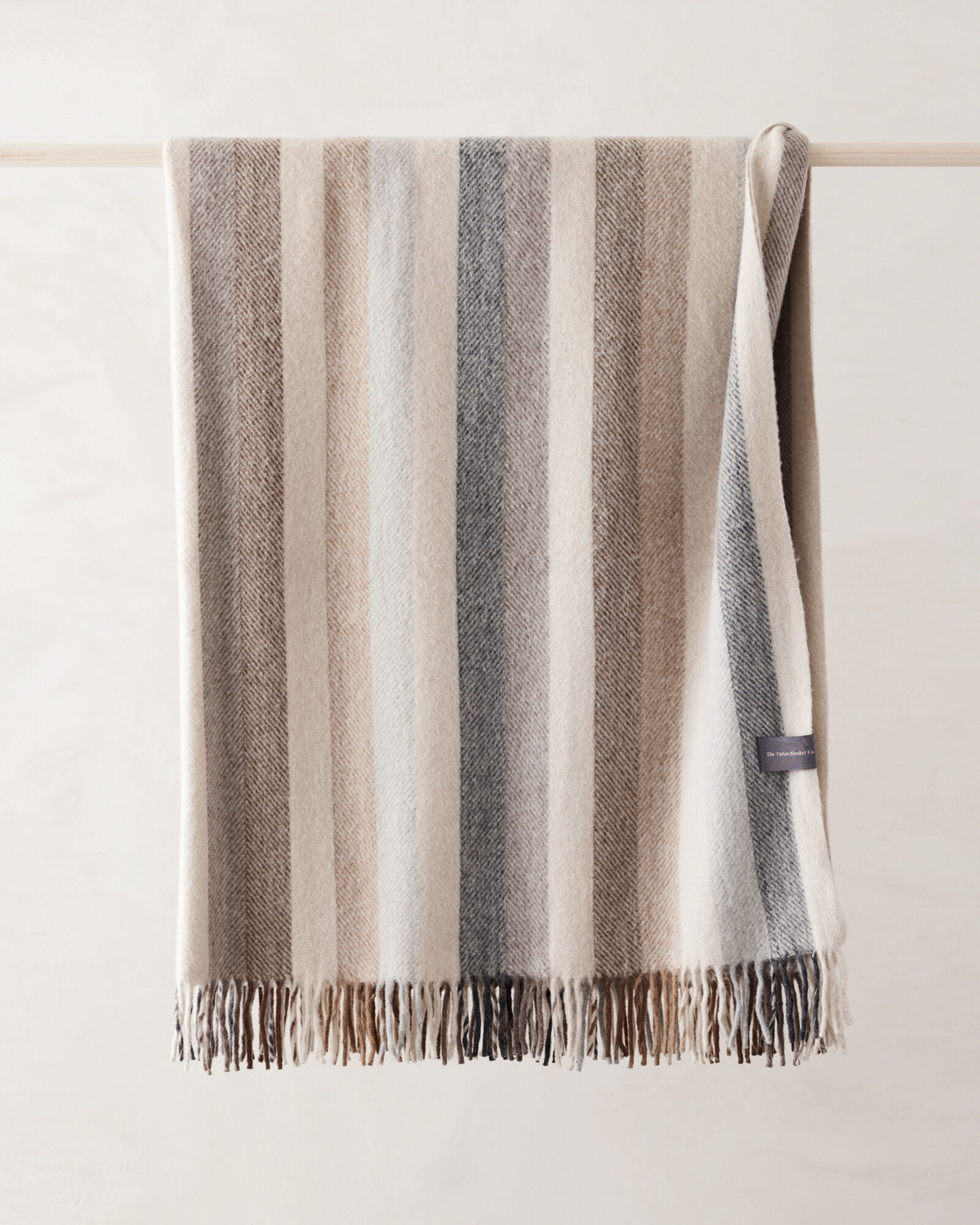 Recycled Wool Blanket Neutral Stripe Haven Well Within