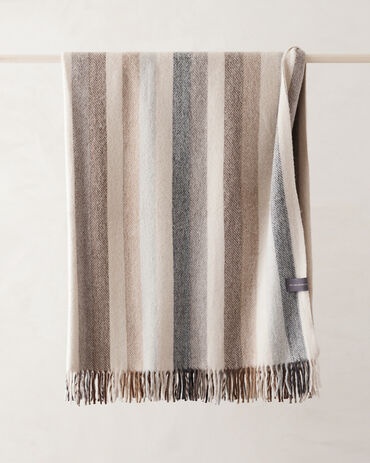 Recycled Wool Blanket, Neutral Stripe
