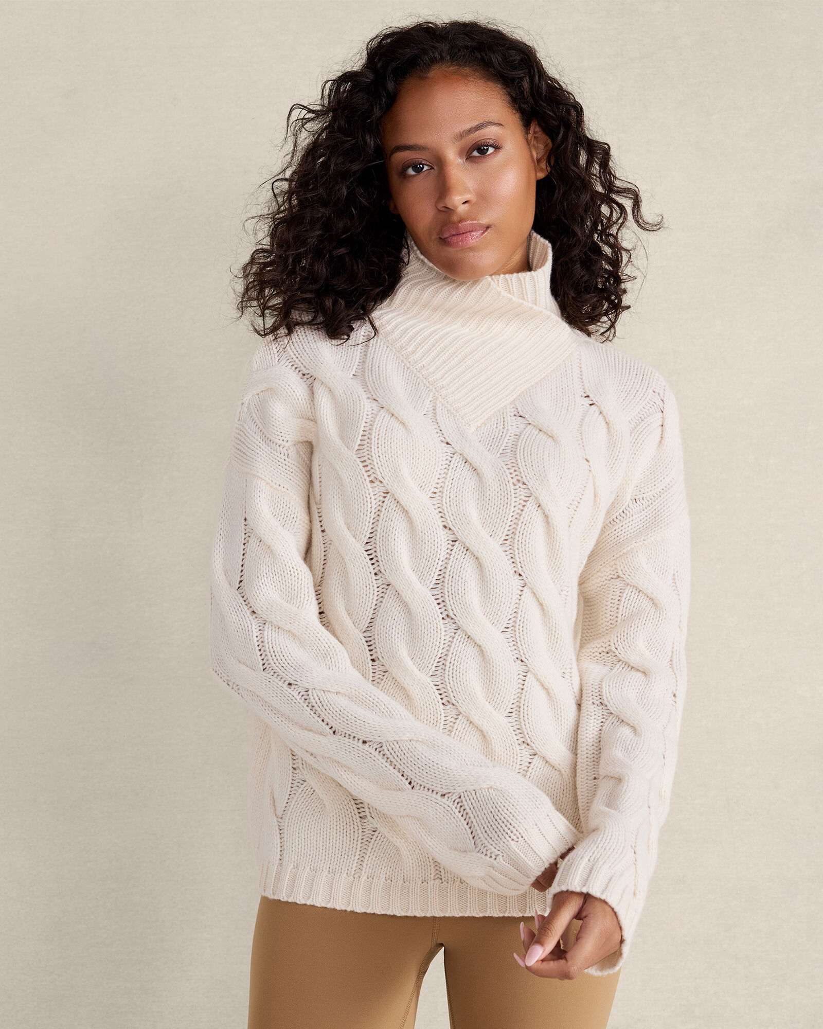 Cashmere Cable Knit Turtleneck Sweater