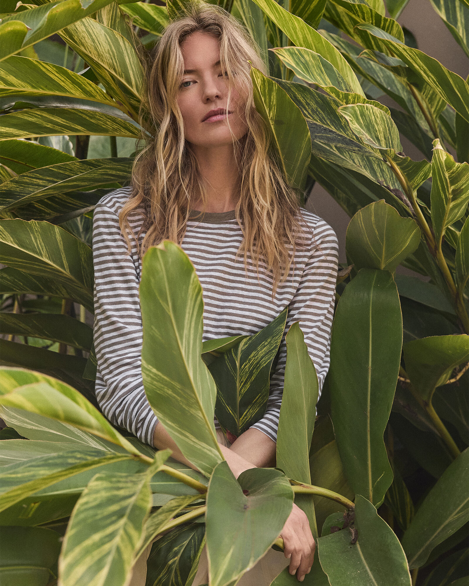 Linen Striped Long Sleeve Tee