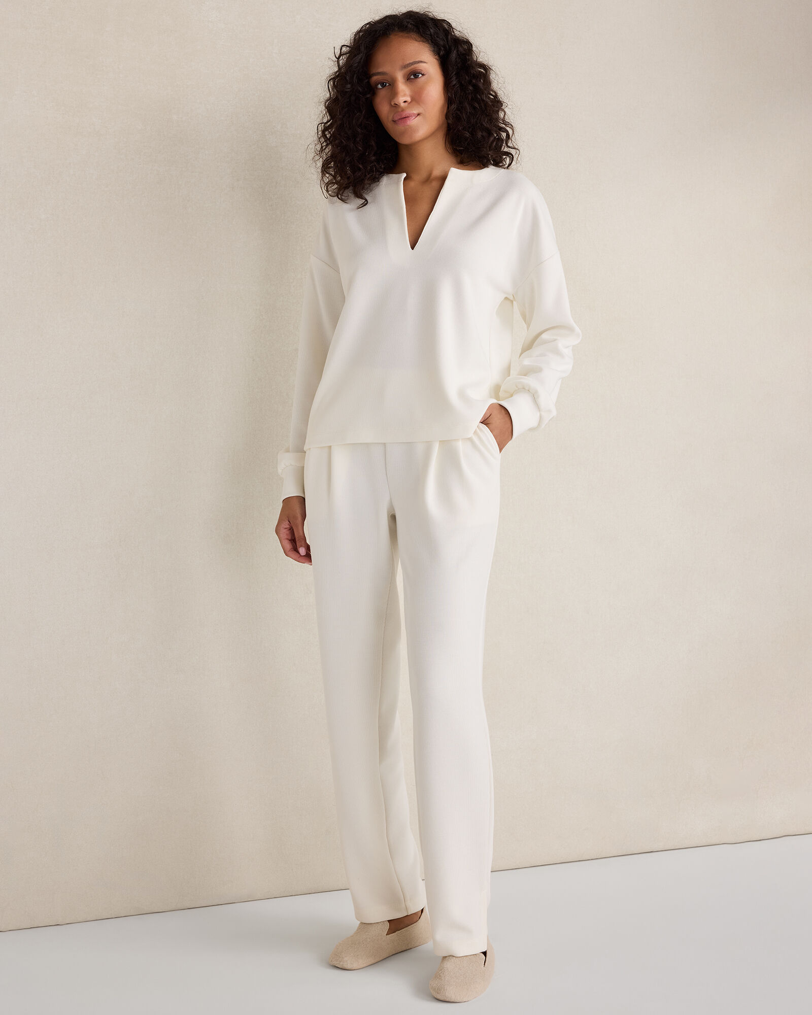 Double Knit Split Neck Top