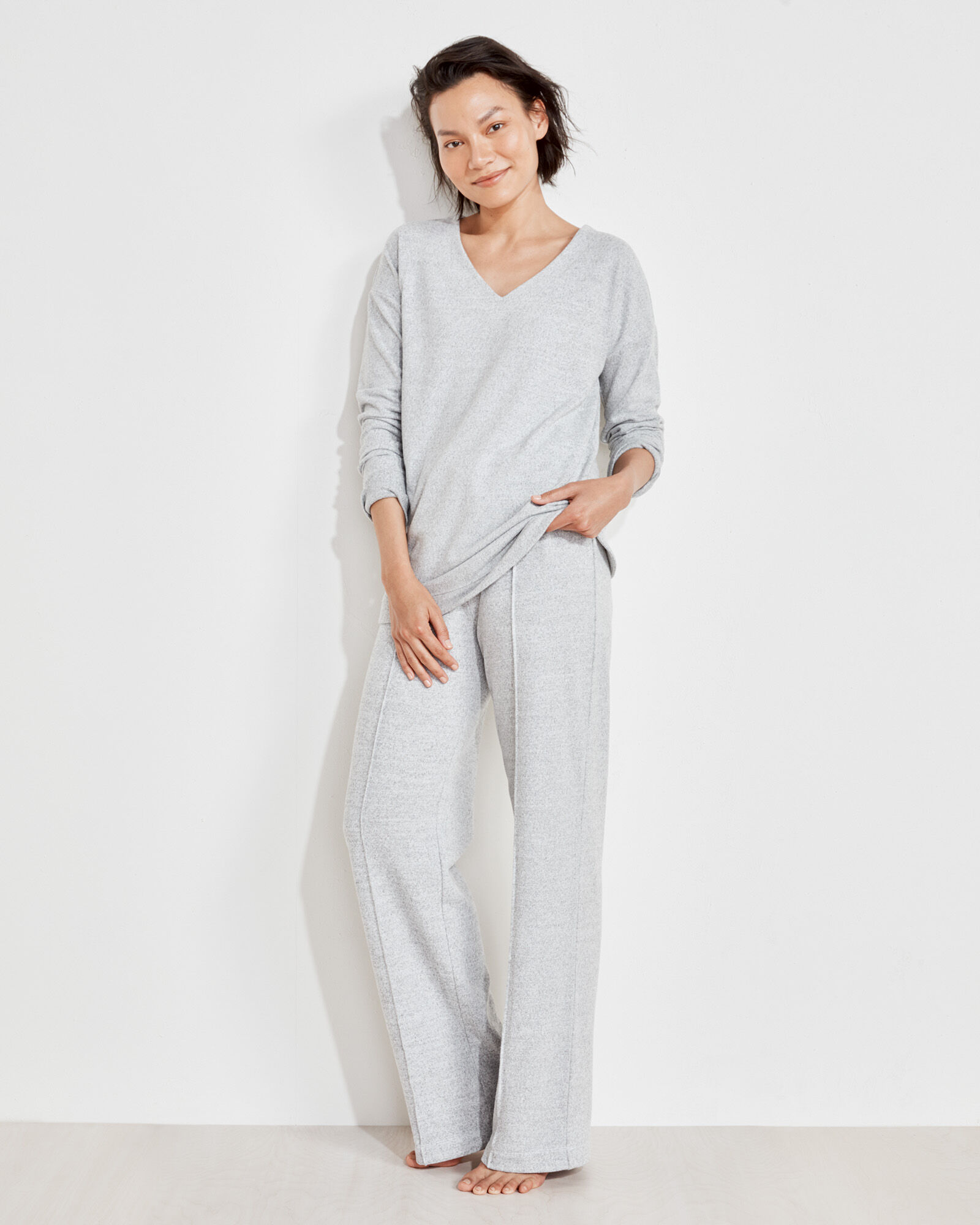 Marled Knit Straight Leg Pants