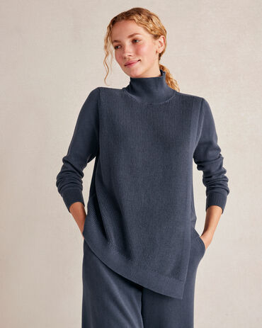 Organic Cotton Cashmere Drape-Front Sweater