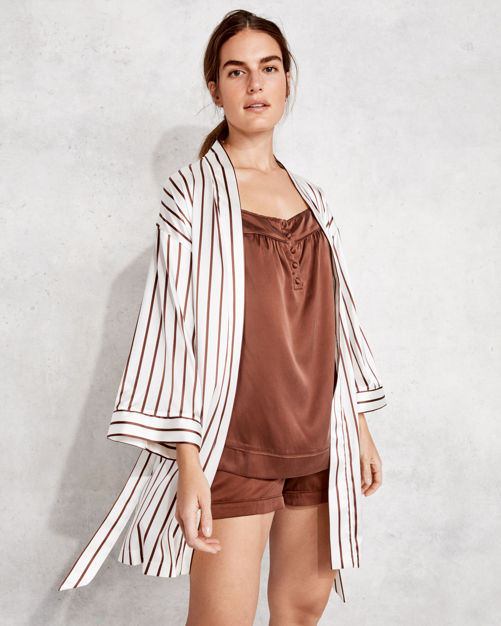 Washable Silk Striped Robe Haven Well Within