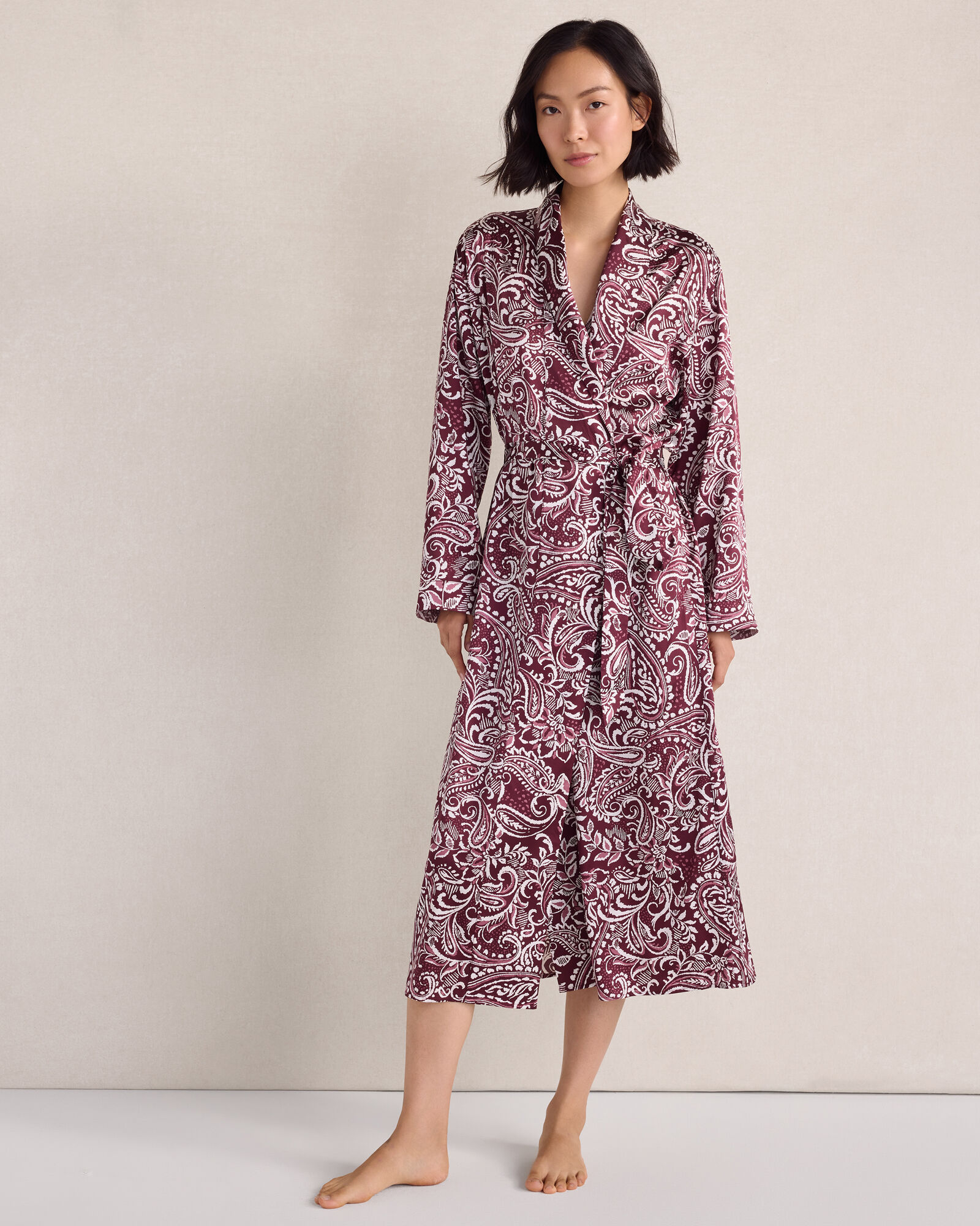 Washable Silk Paisley Long Robe