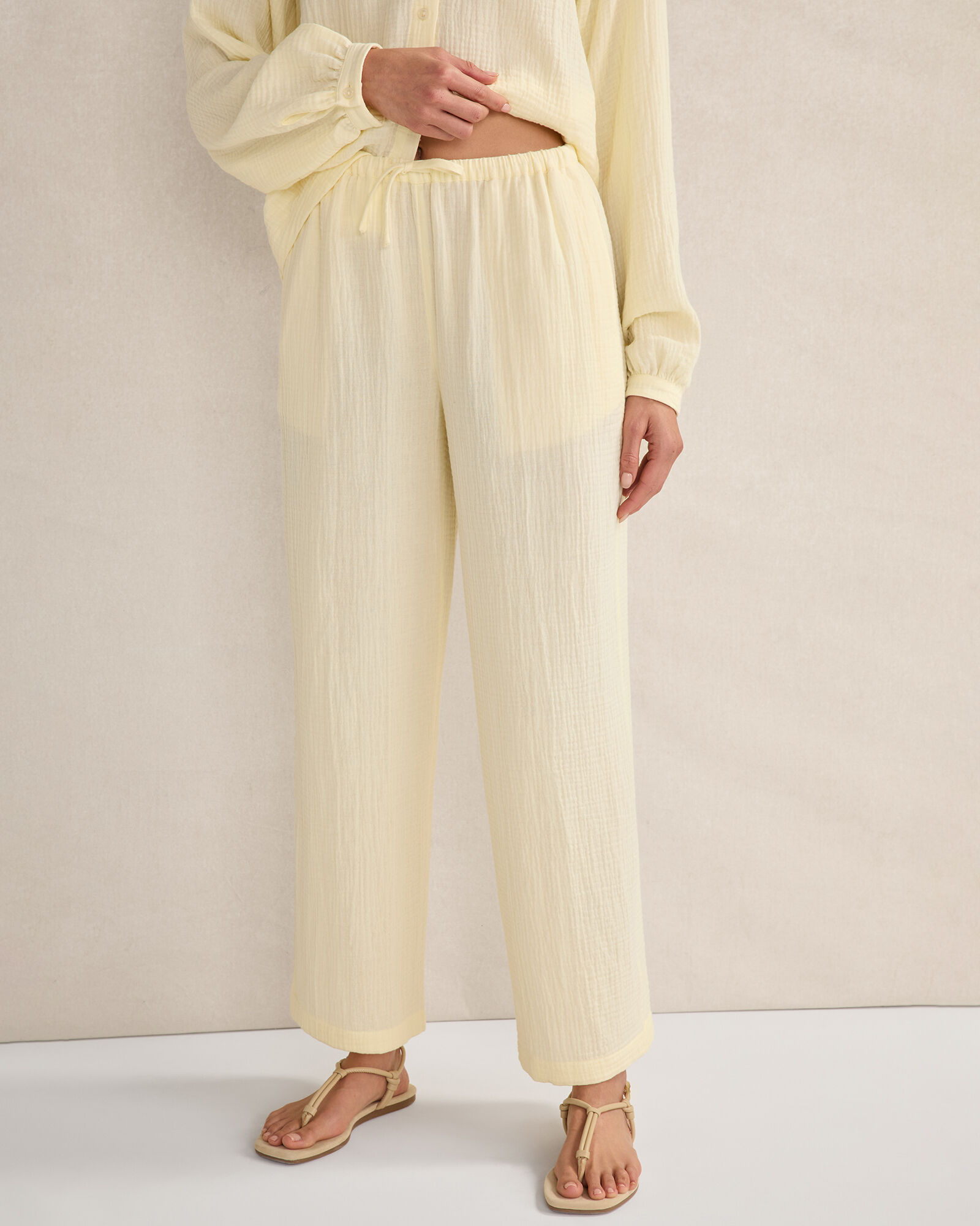 Organic Cotton Gauze Straight Leg Pants