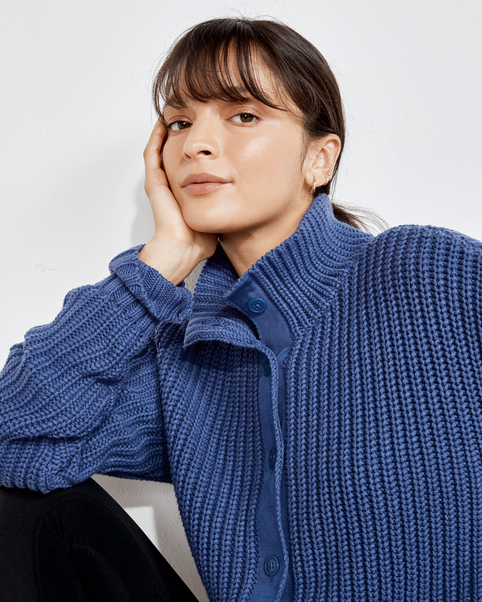 Cotton shaker knit sweater top