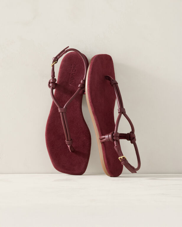Leather Double Strap Thong Sandals