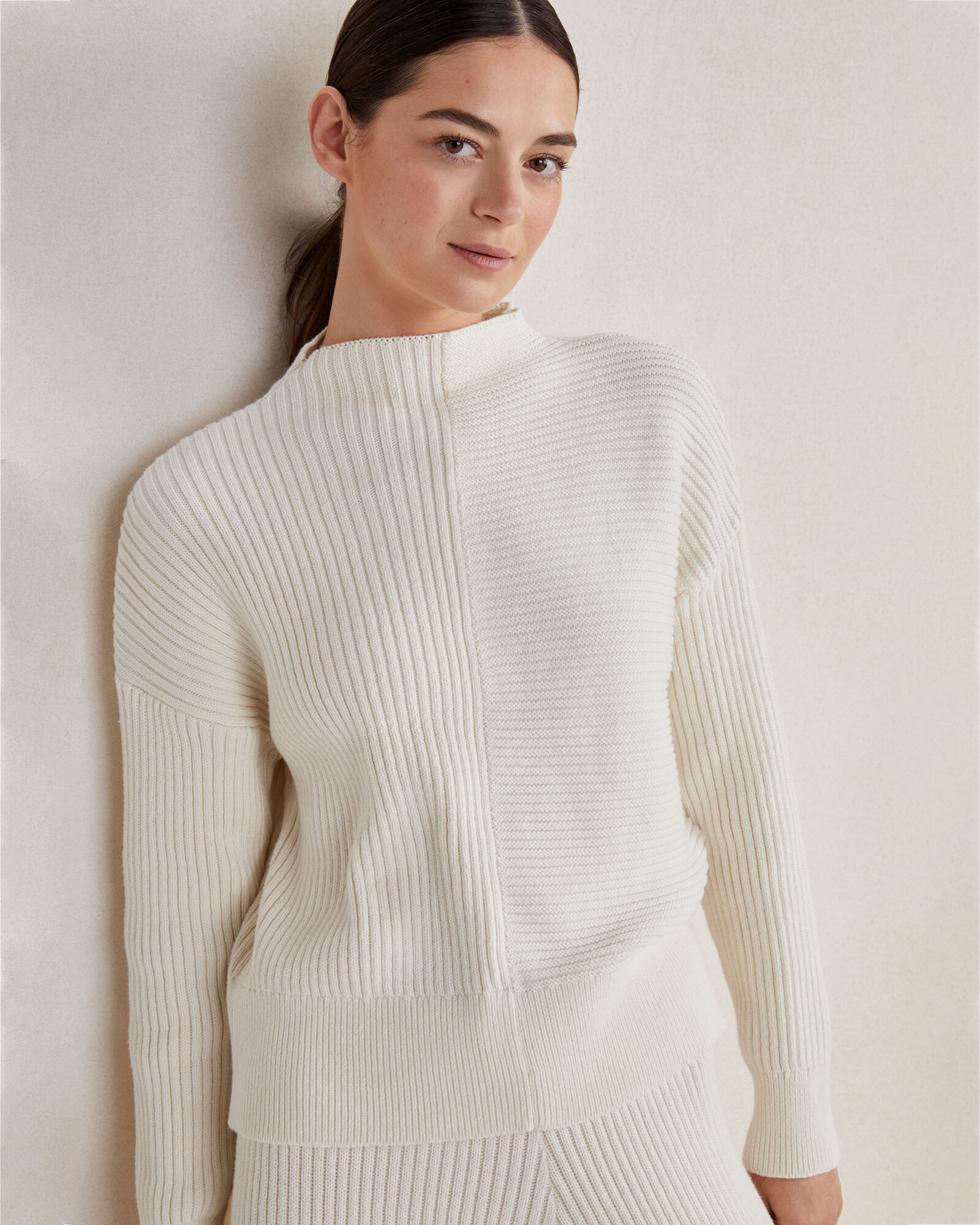 Mock neck cotton sweater store