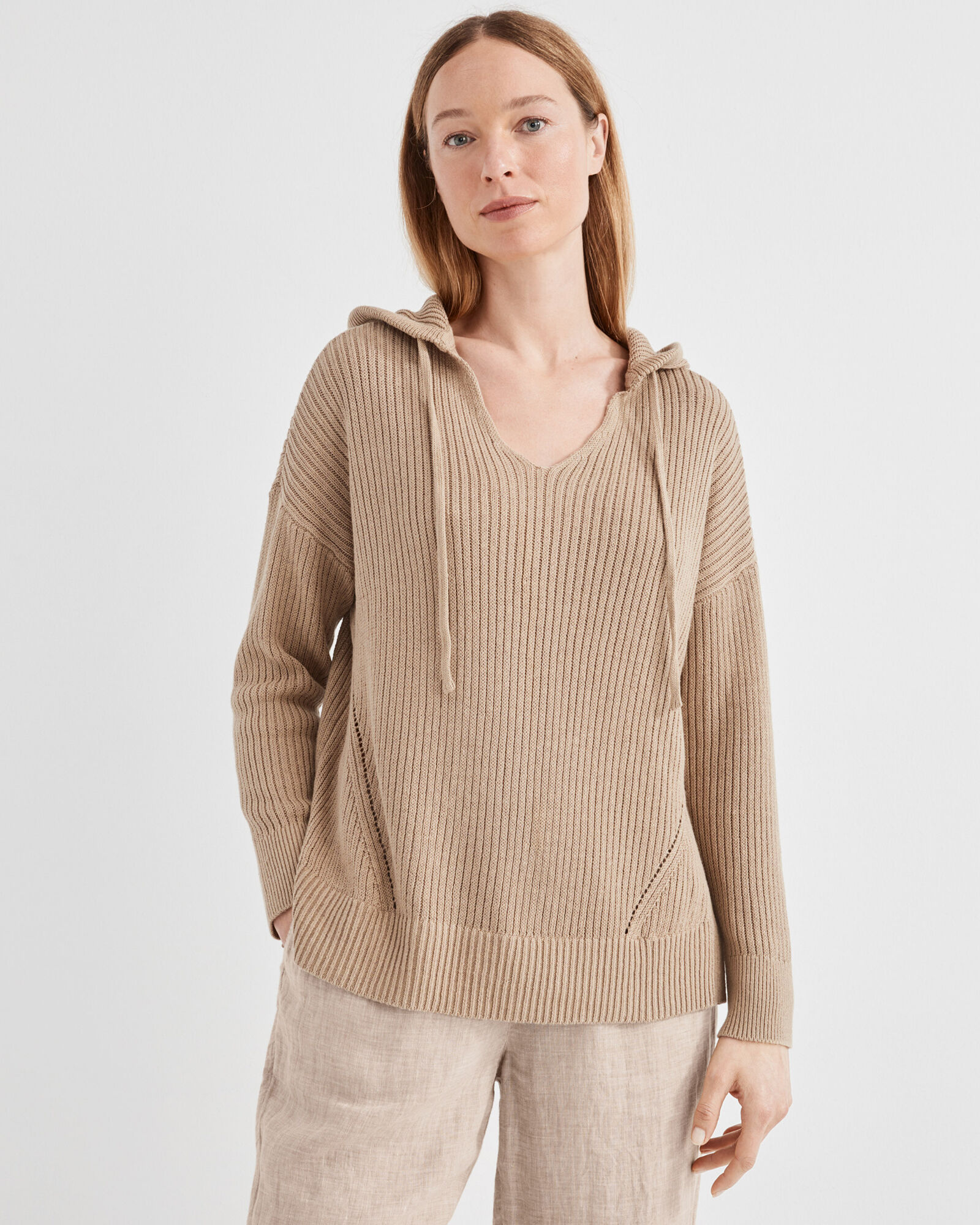 Linen Cotton Ribbed Hoodie Haven Well Within