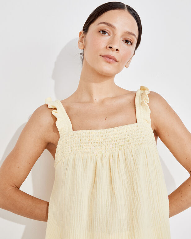 Organic Cotton Gauze Smocked Sleep Top