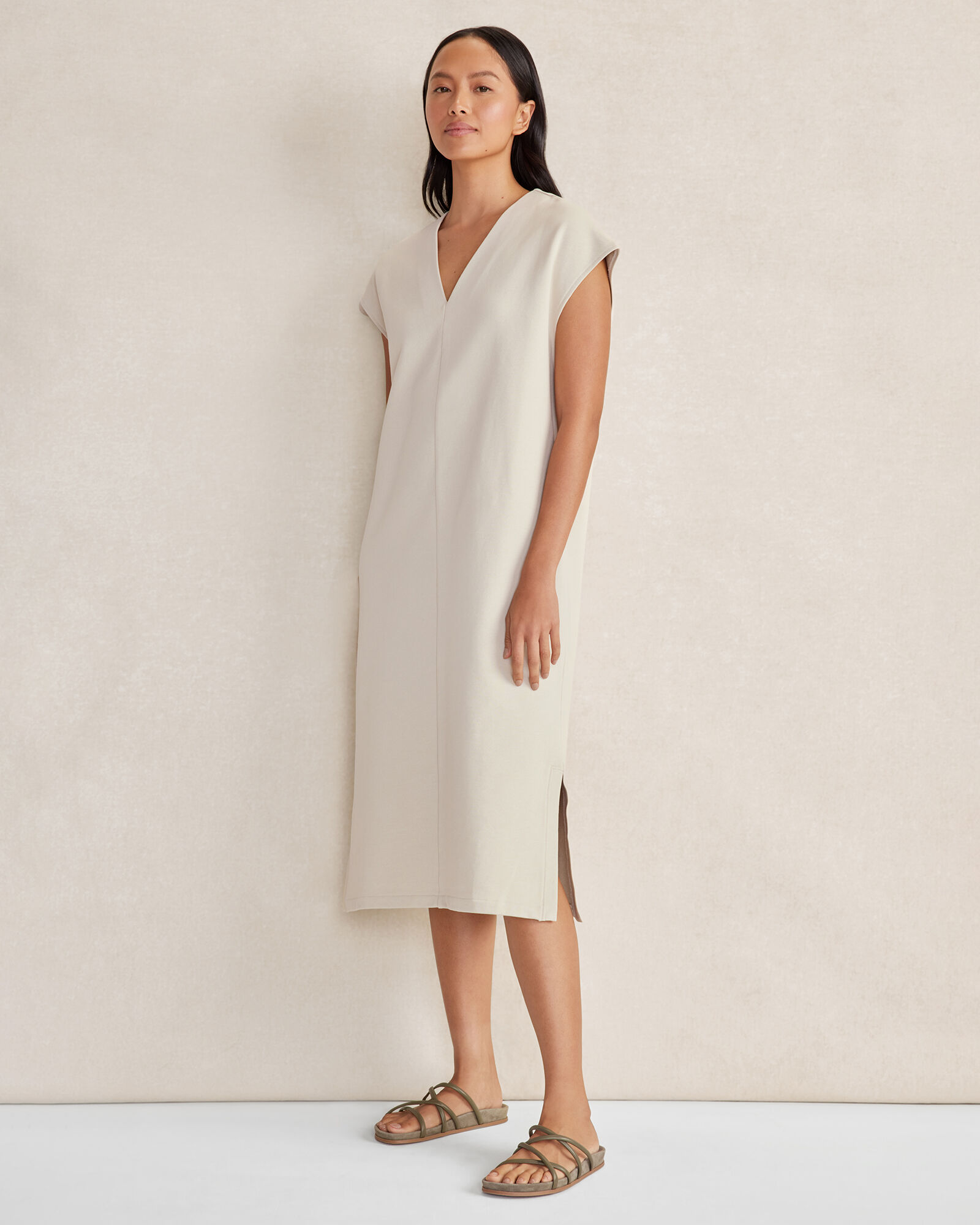 Organic Cotton French Terry V-Neck Dress