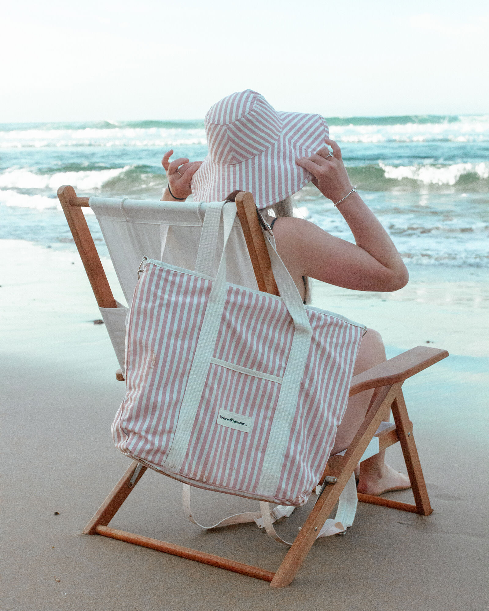 Business &amp; Pleasure Wide Brim Beach Hat Pink Stripe