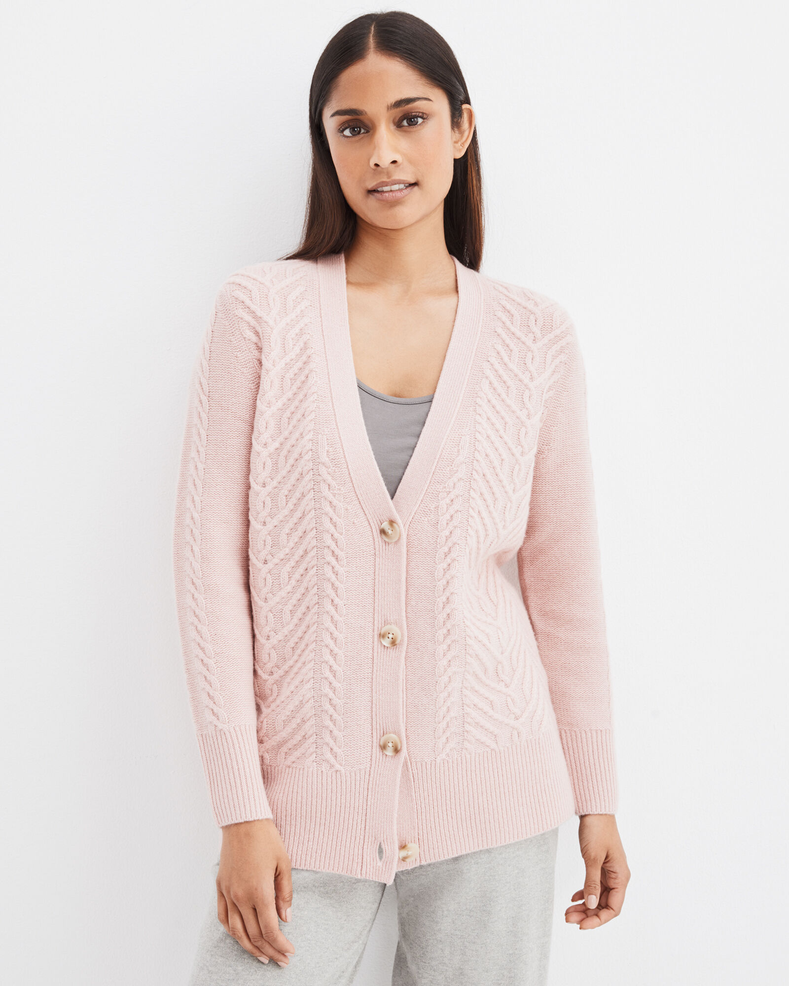 Cable knit cashmere discount cardigan