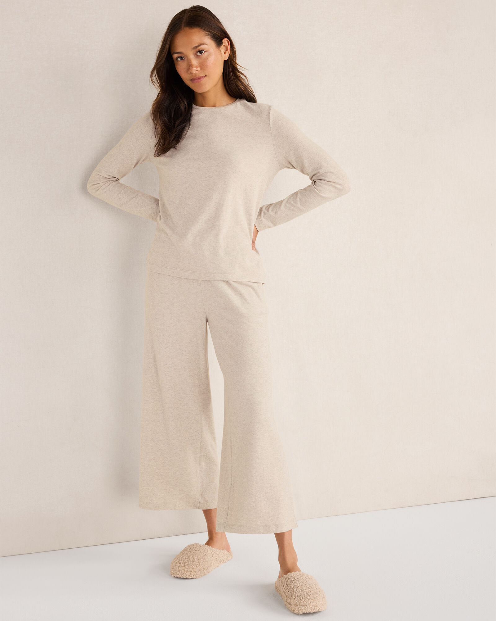 Cotton Modal Brushed Jersey Wide Leg Pants
