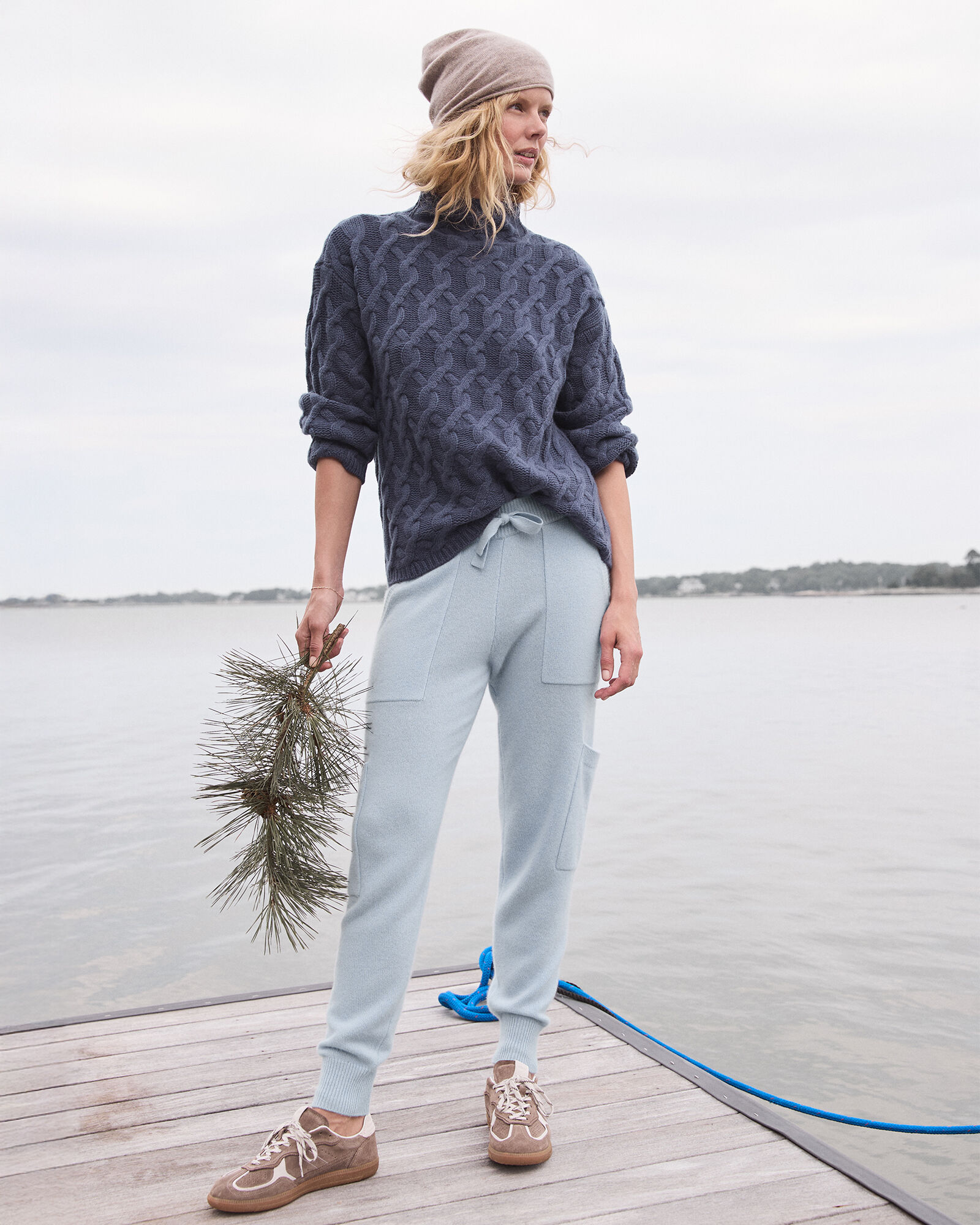 Cashmere Allover Cable Mockneck Sweater
