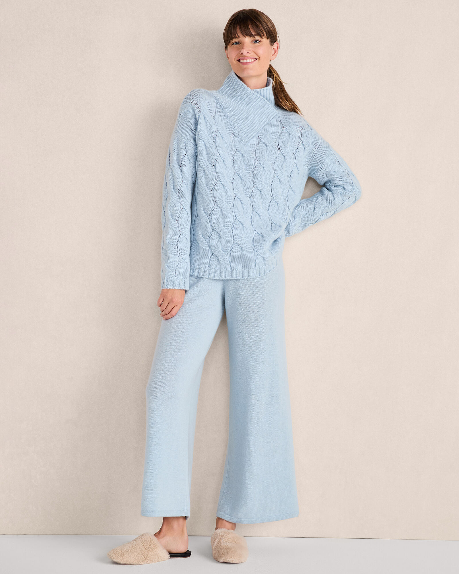 Cashmere Cable Knit Turtleneck Sweater