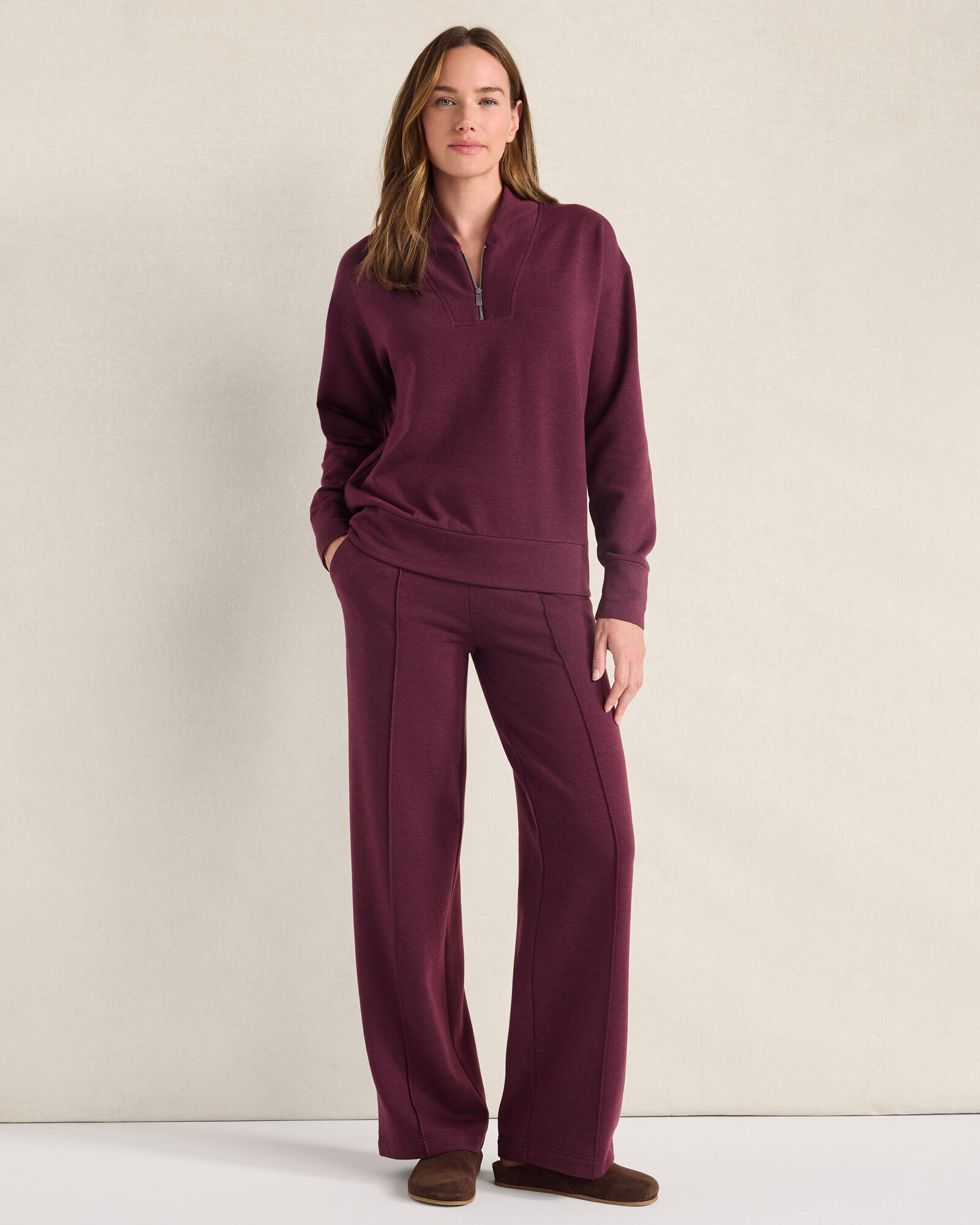 Fleece Pintuck Wide Leg Pants