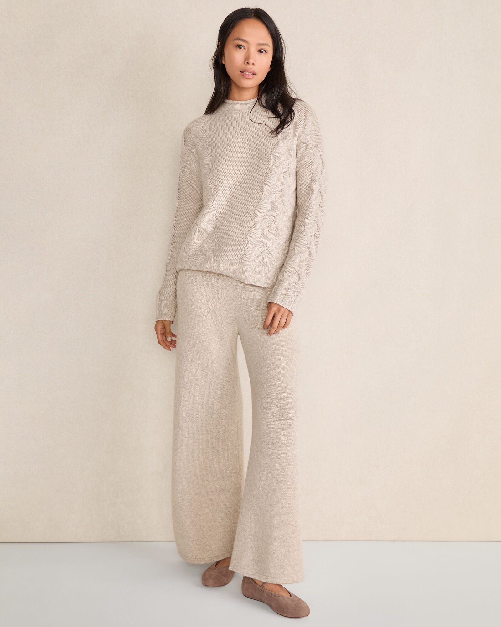 Cashmere Cable Roll Neck Sweater