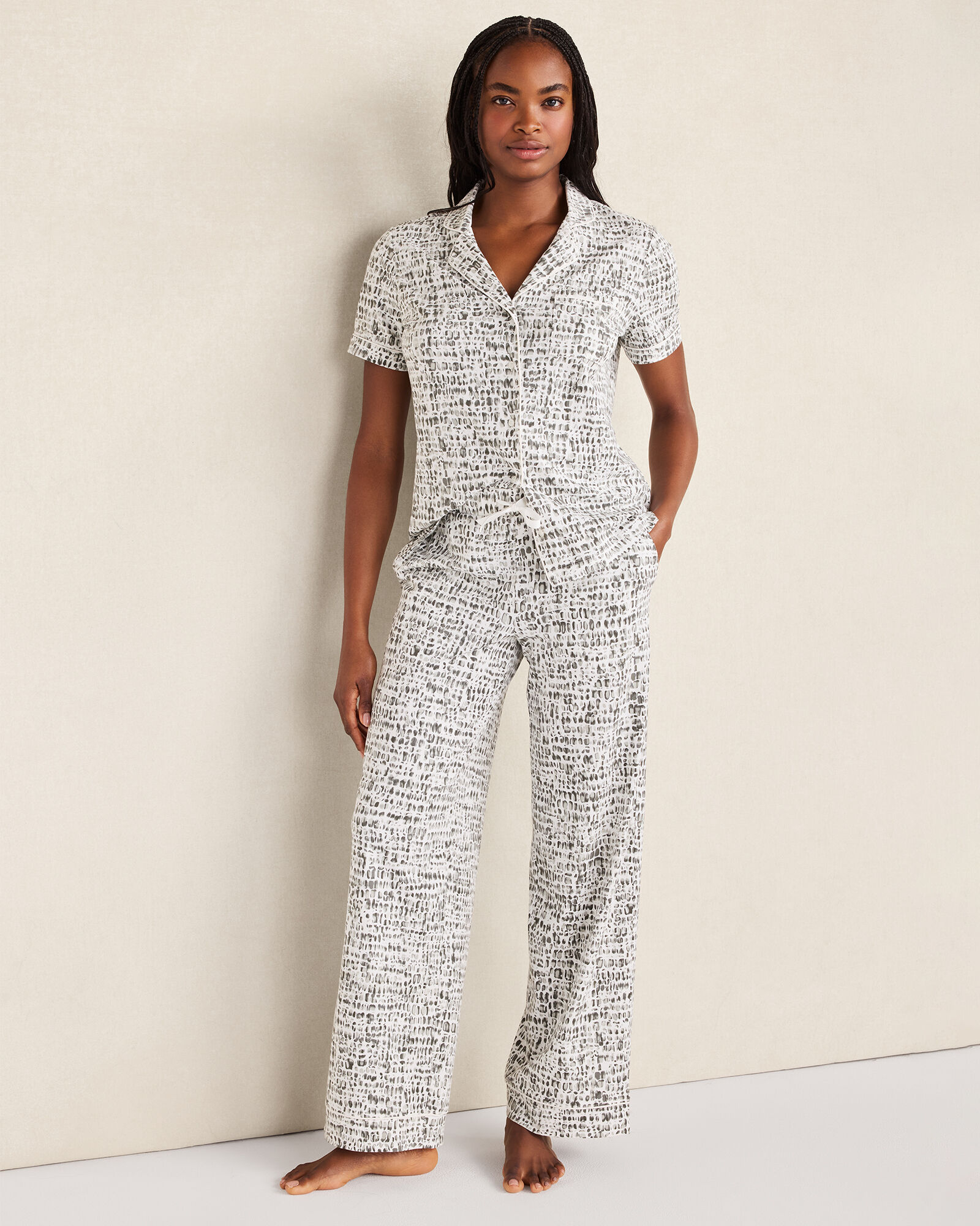 Organic Cotton Jersey Pebble Print Pajama Top