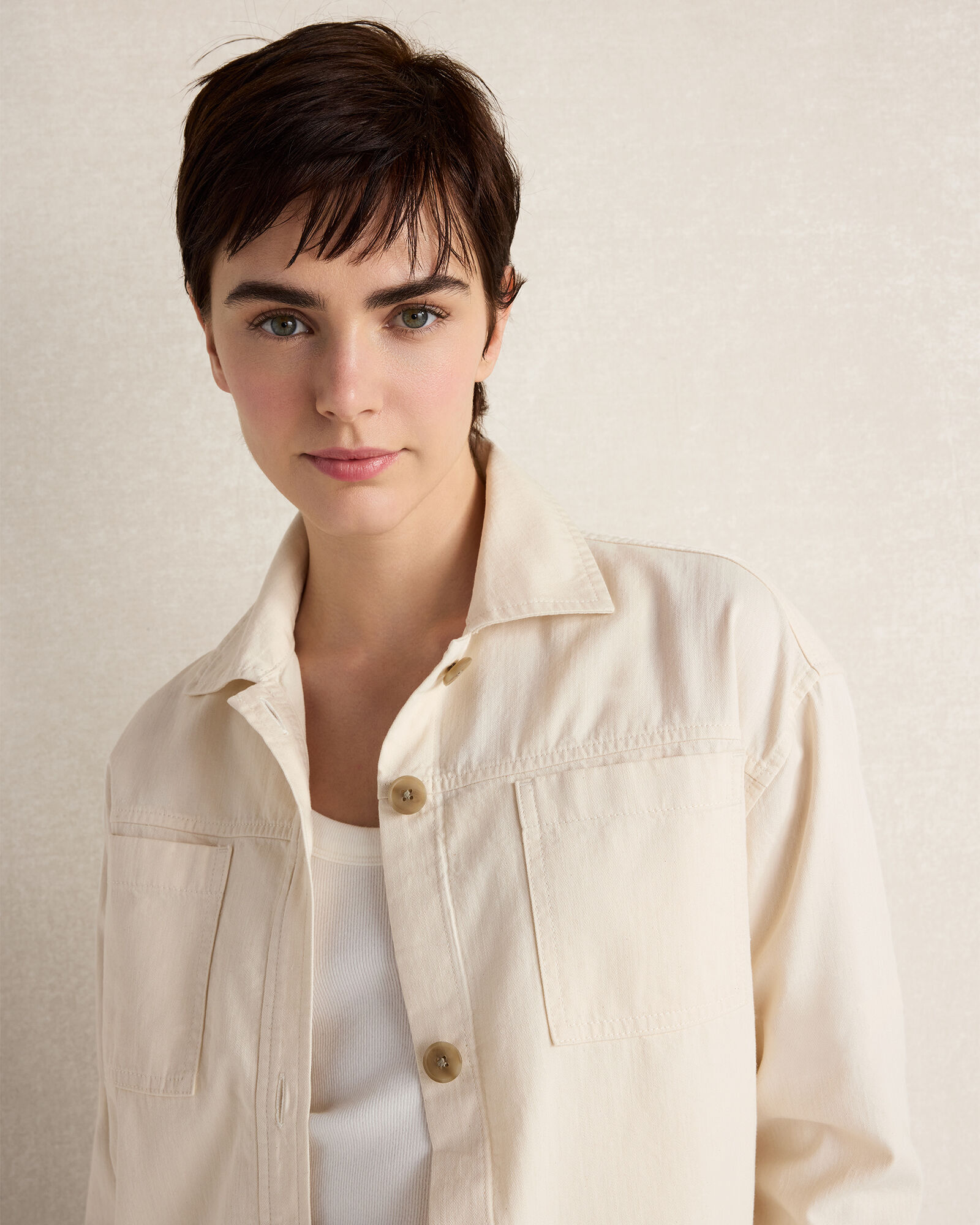 Cotton Ecru Denim Boxy Jacket