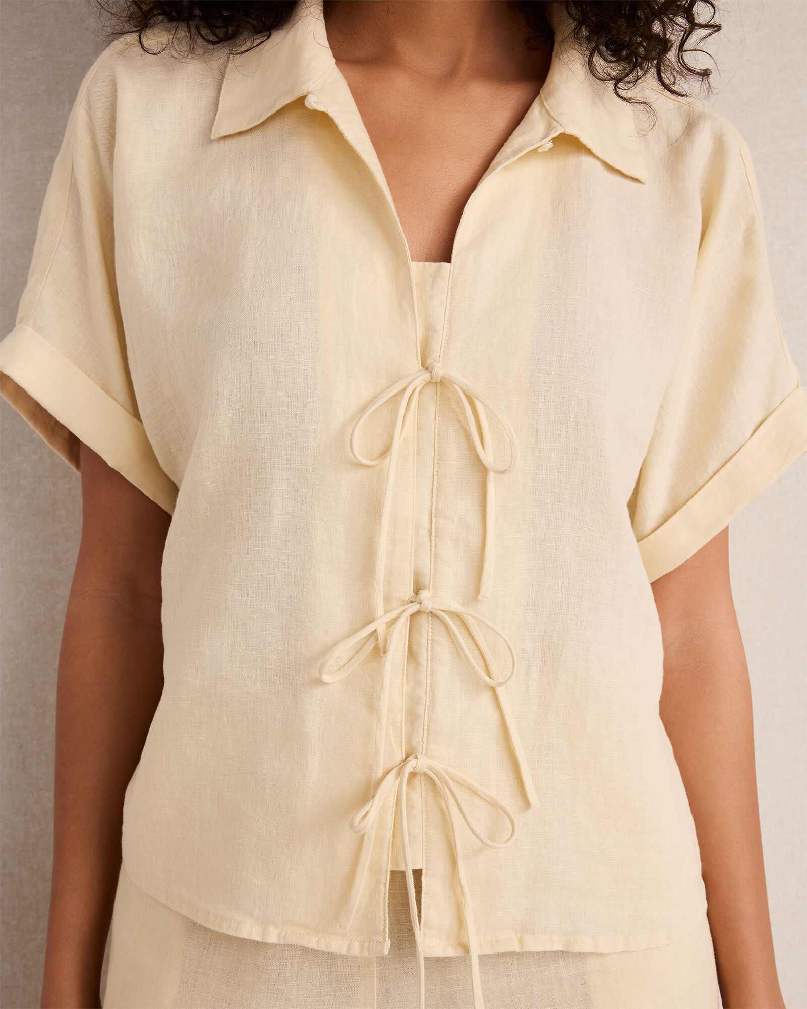 Linen Tie-Front Top