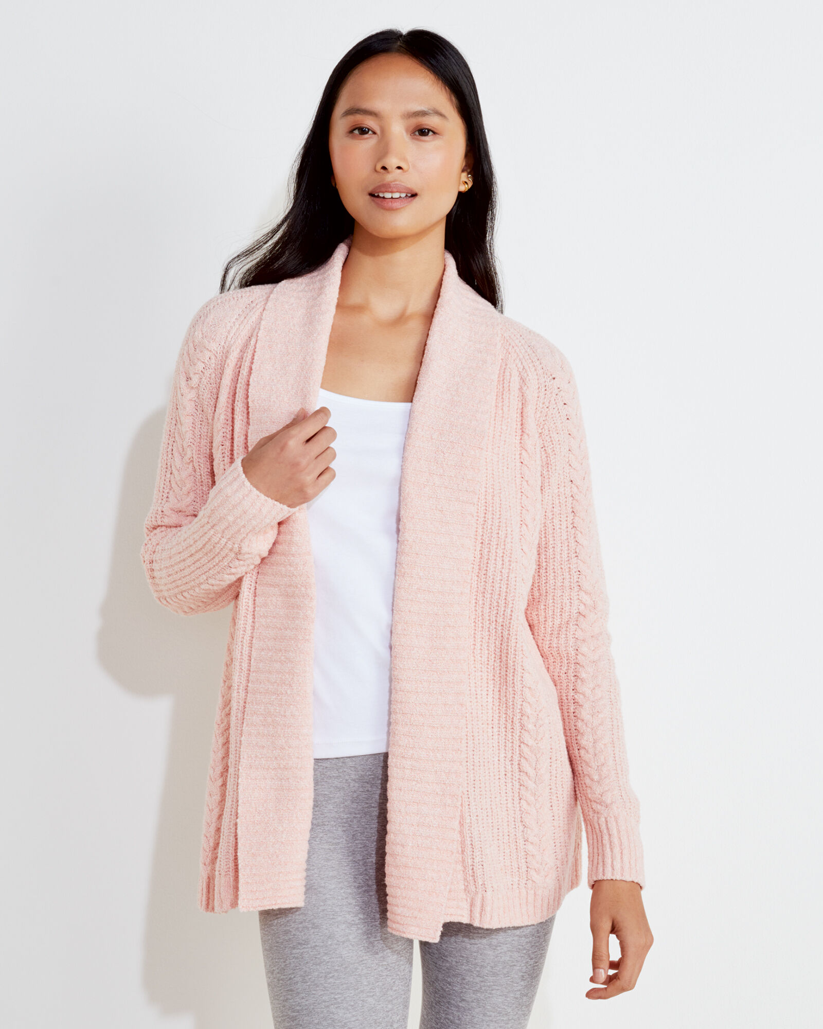 Cotton cable knit cardigan womens shop