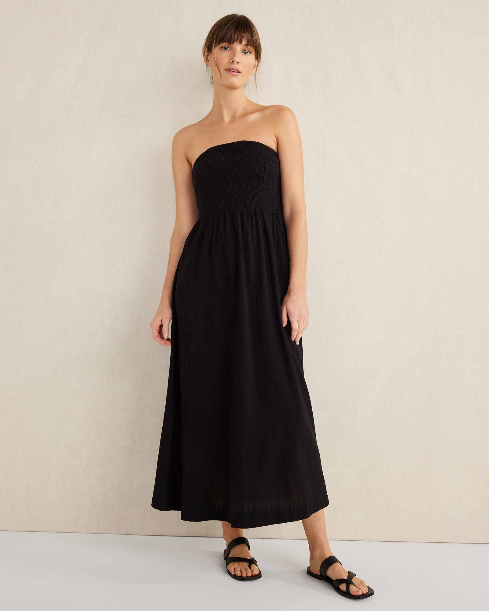 Organic Cotton Crinkle Gauze Strapless Dress
