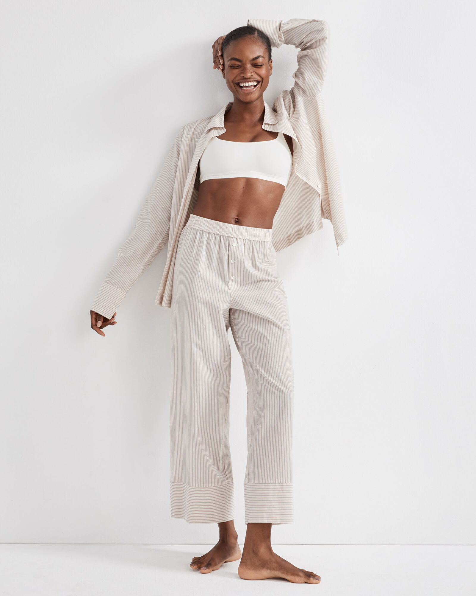 Lightweight Cotton Poplin Striped Pajama Pants | Haven Well Within