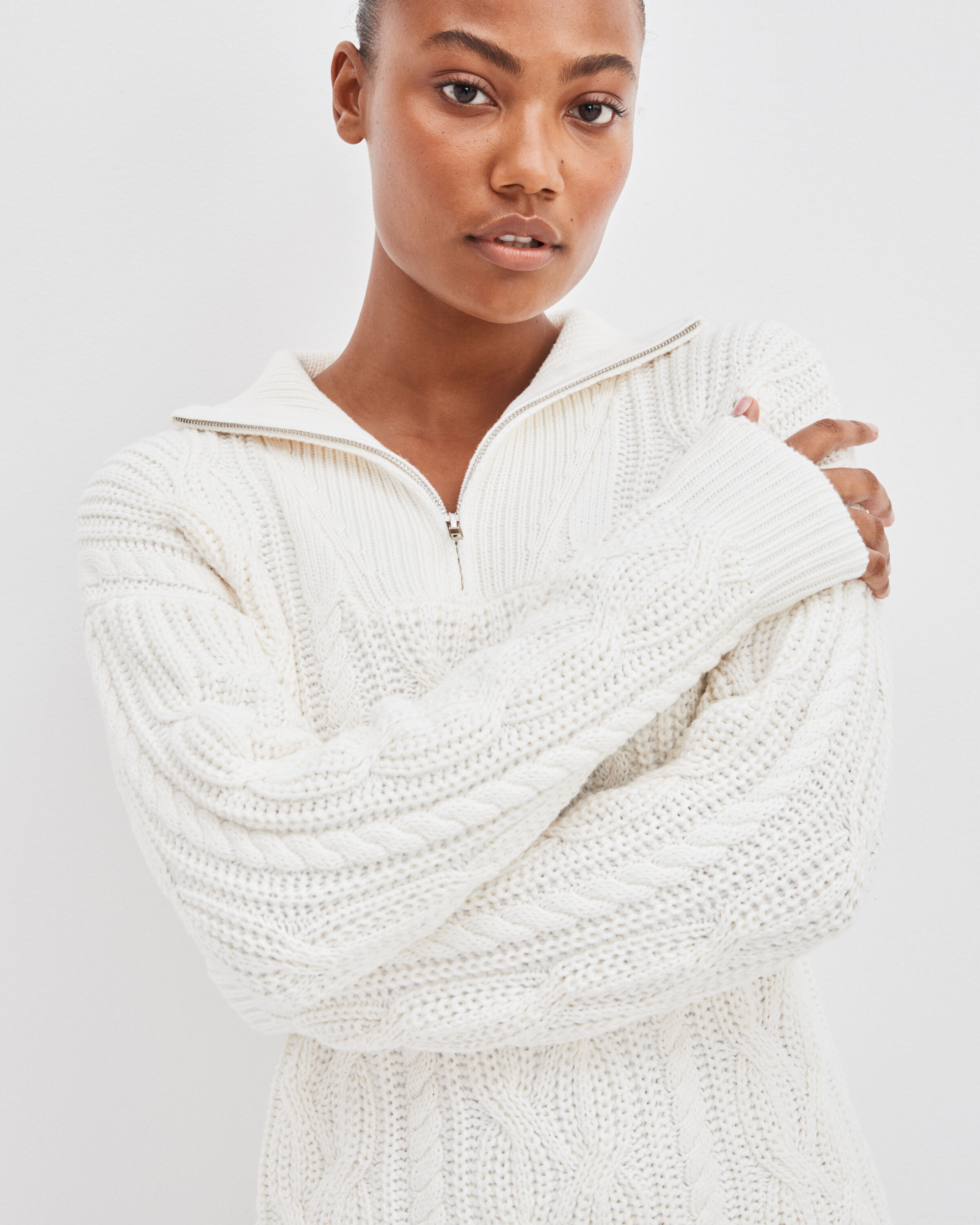 Heve 新品未開封Tinker Knit white Cable Knit Half-Zip Sweater | Haven Well Within