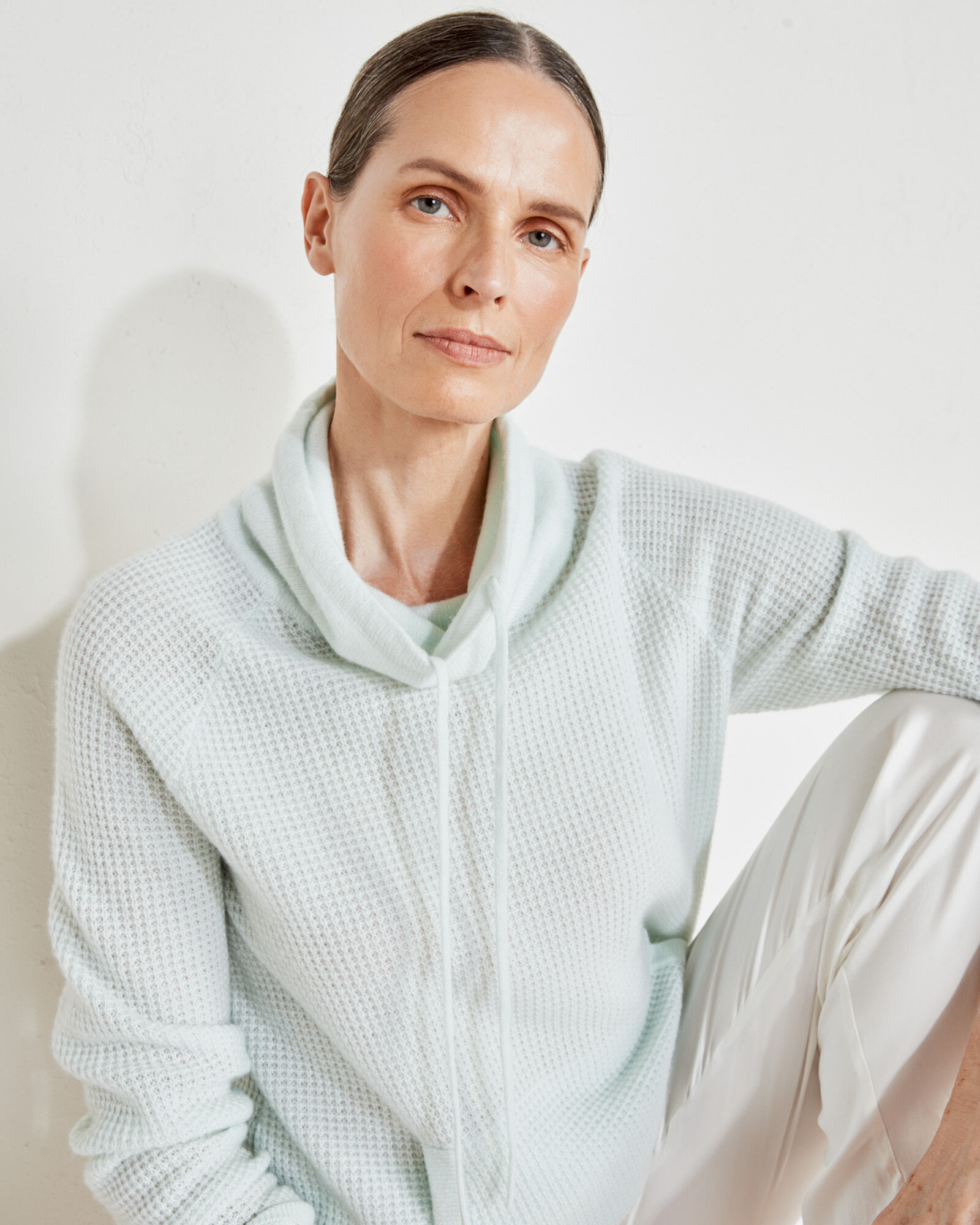 Pure Cashmere Waffle Texture Stitch Sweater