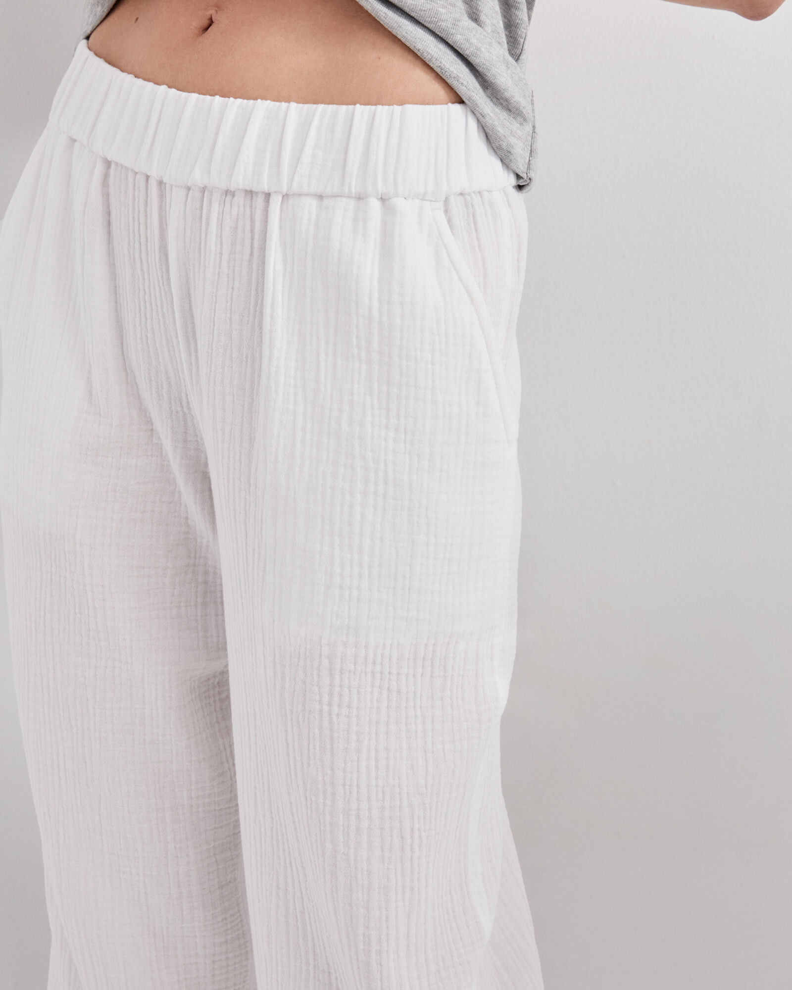 Organic Cotton Gauze Wide Leg Pants