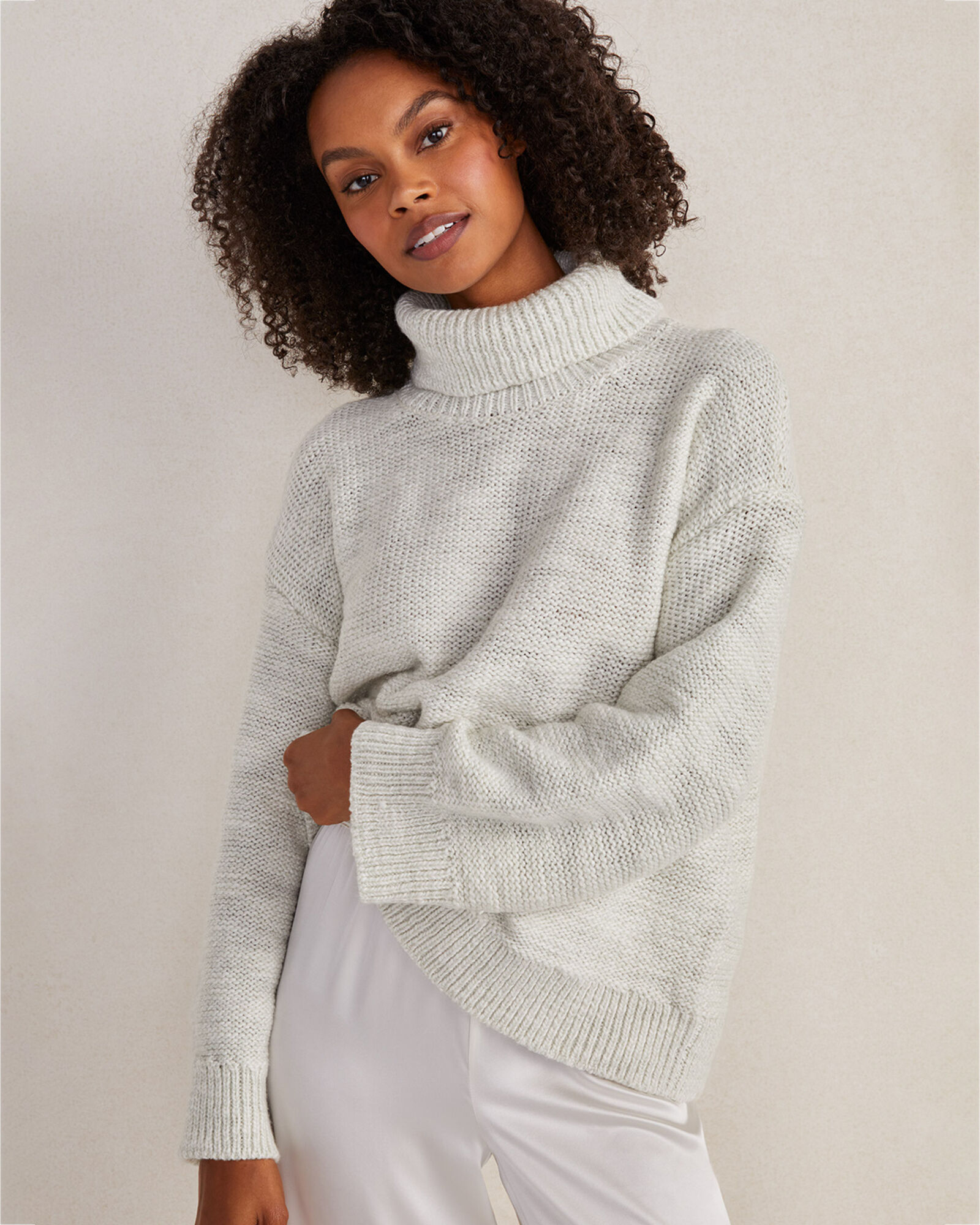 Marled turtleneck clearance sweater
