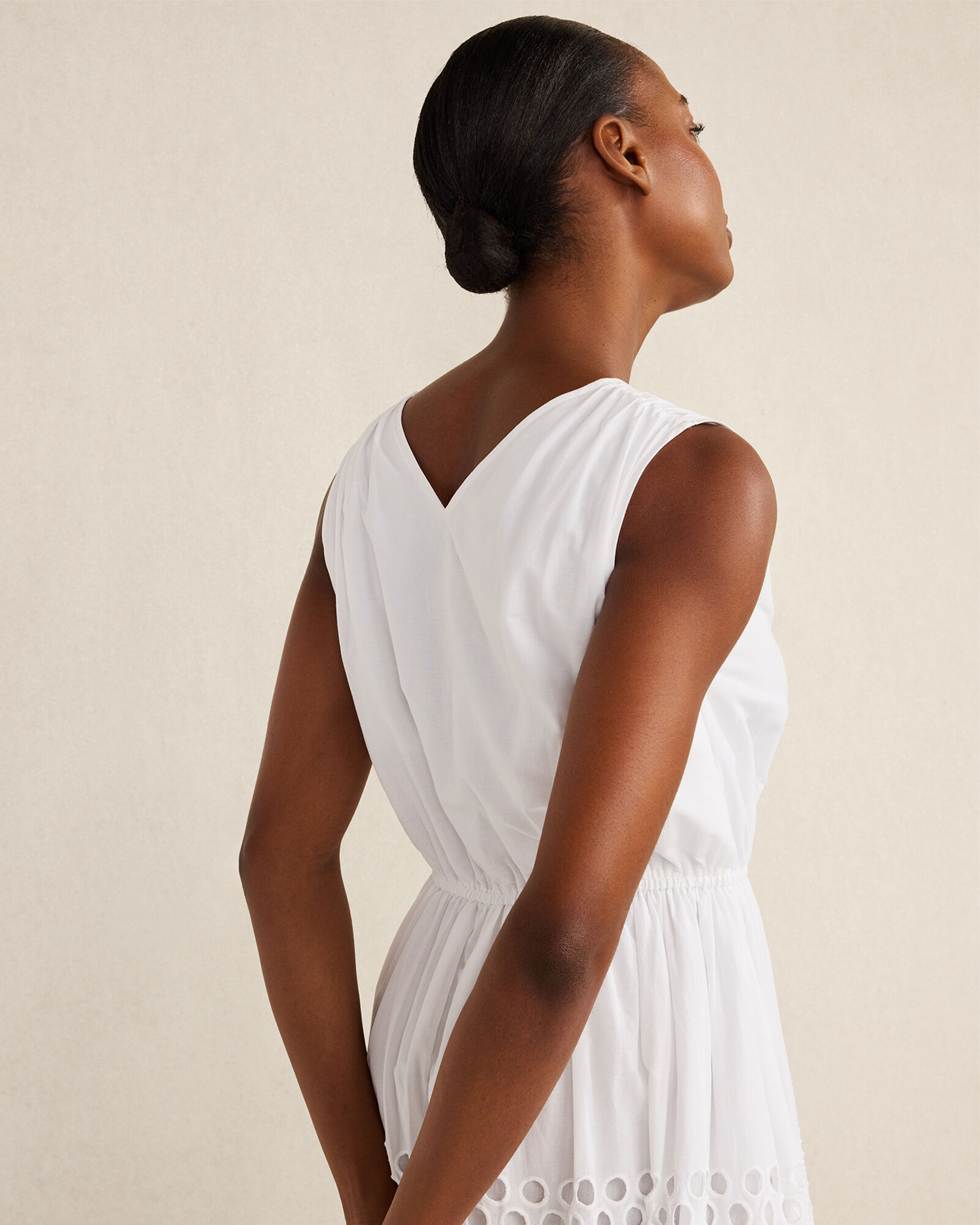 Organic Cotton Honeycomb Eyelet Midi Dress