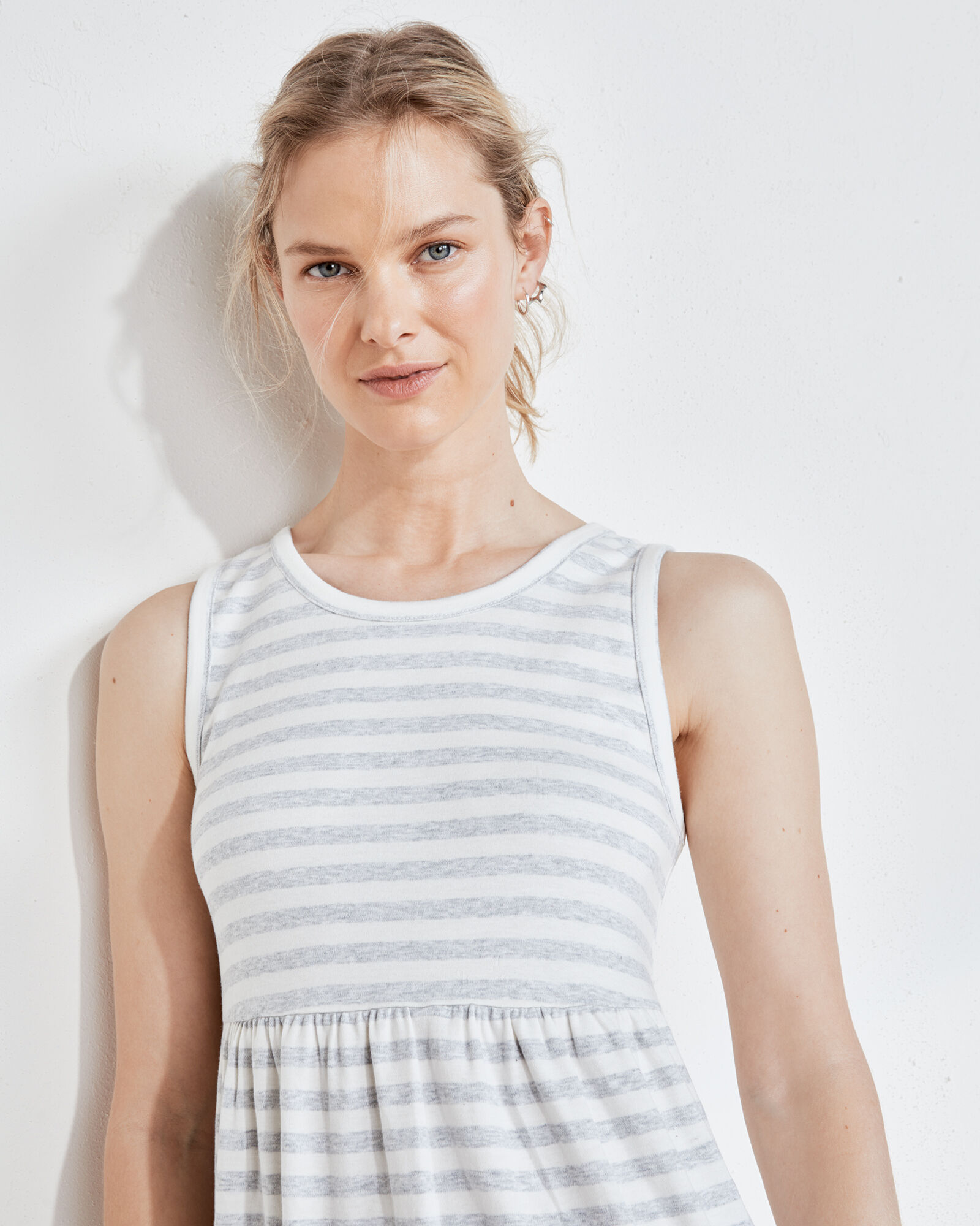Organic Cotton Interlock Striped Tank Midi Dress | Haven Well Within
