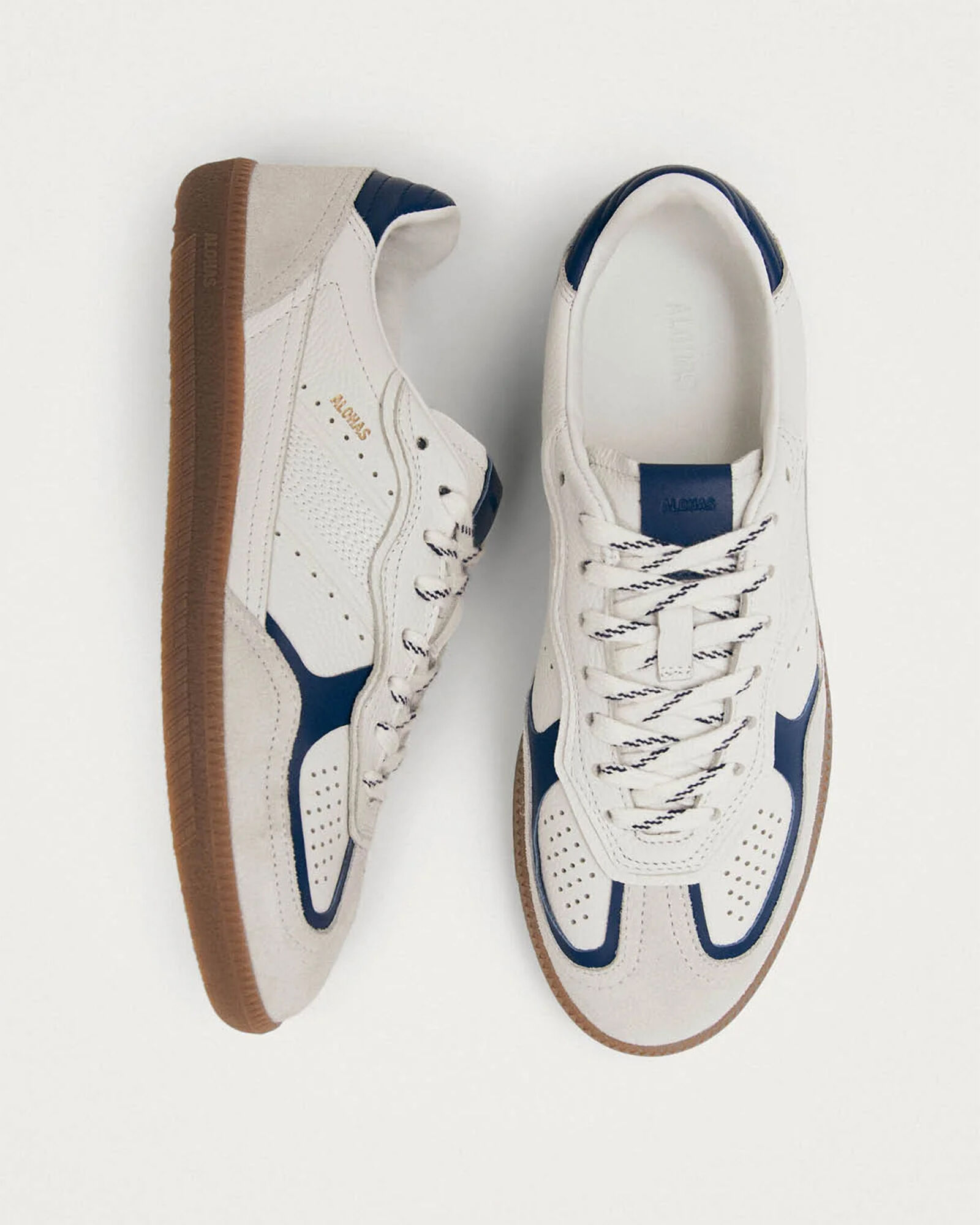 ALOHAS Tb.490 Rife Grain White Navy Leather Sneakers