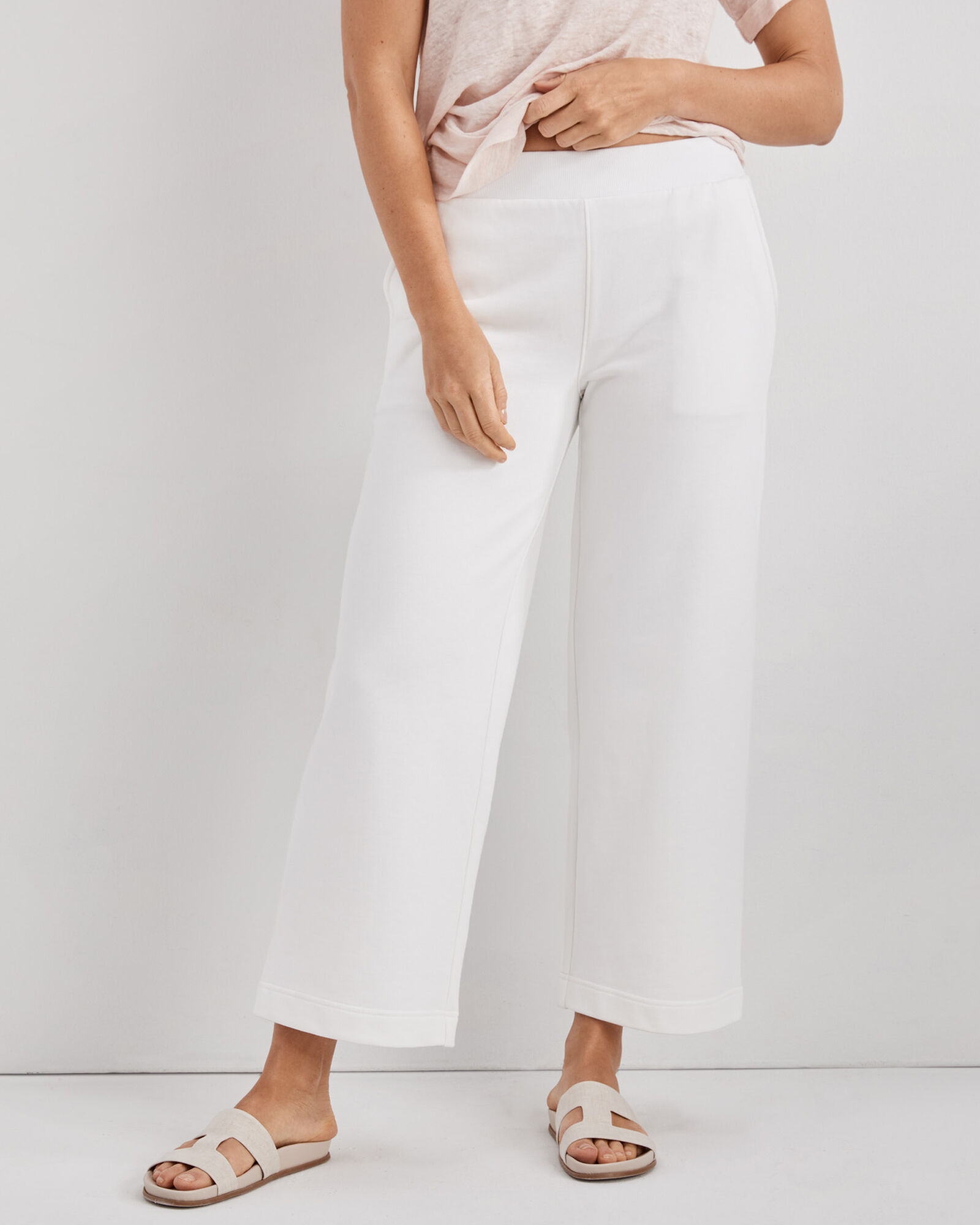 Wide leg french terry pants on sale
