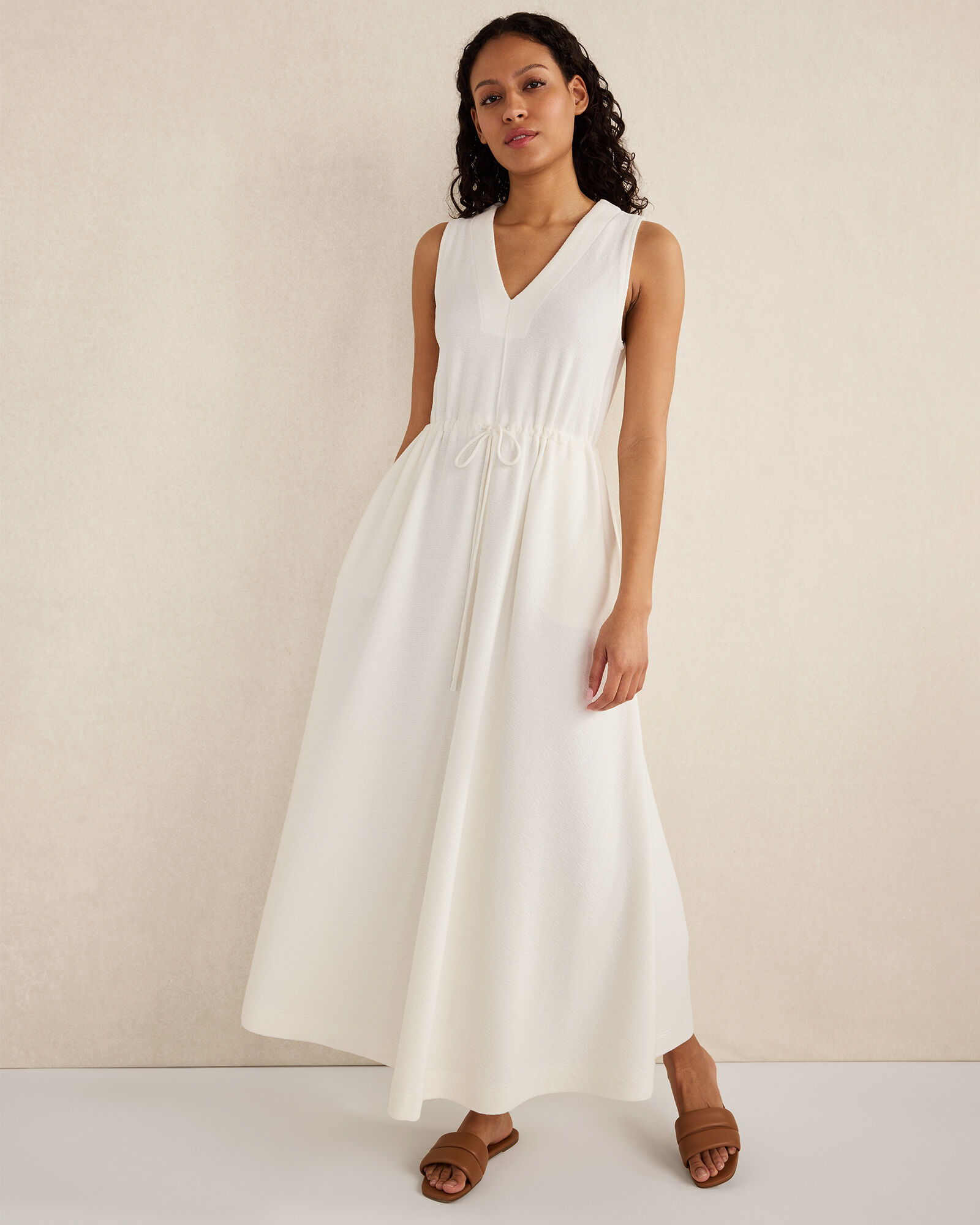 A PEACEFUL PLACE WOVEN MIDI DRESS