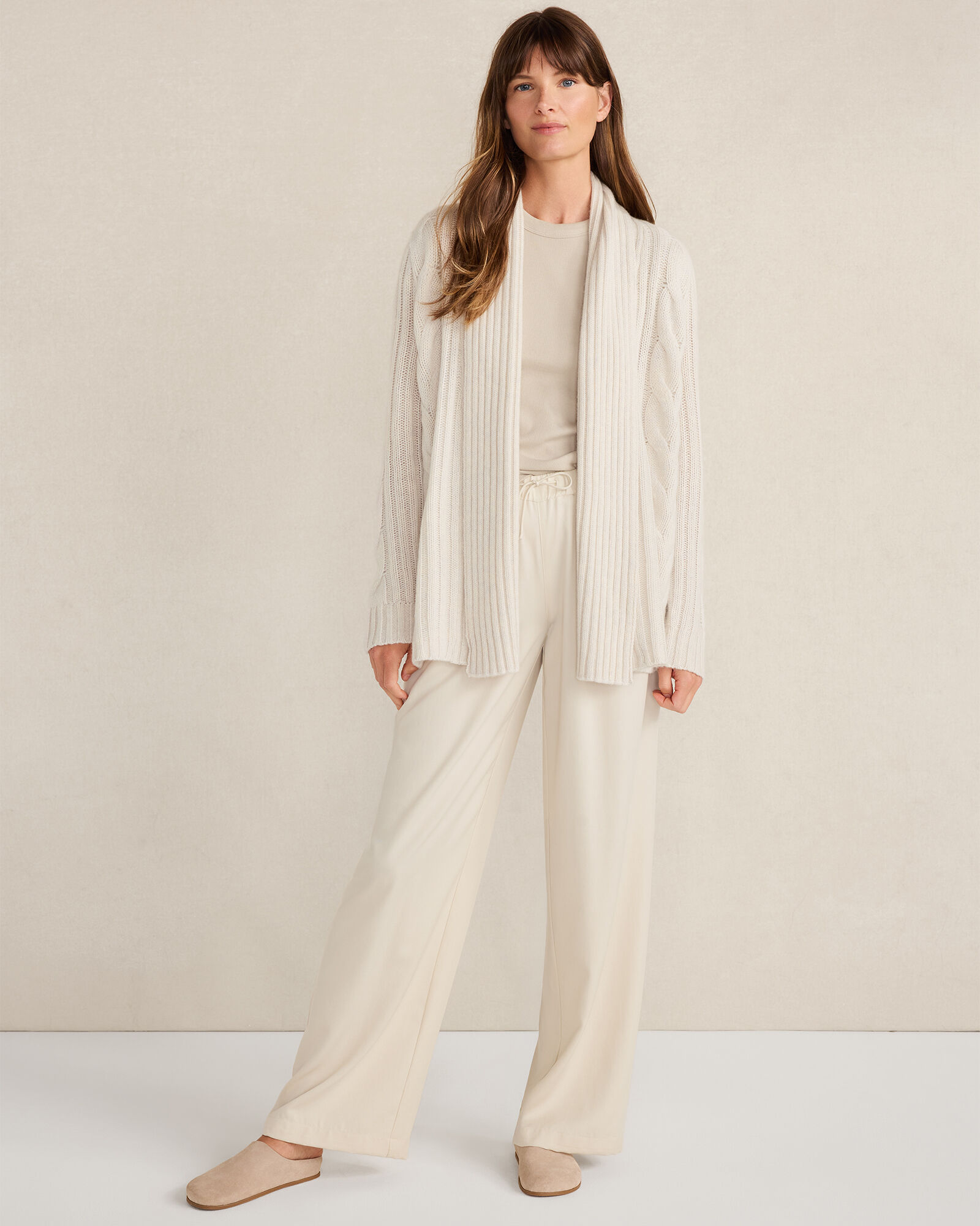 Cashmere Cable Open Front Cardigan