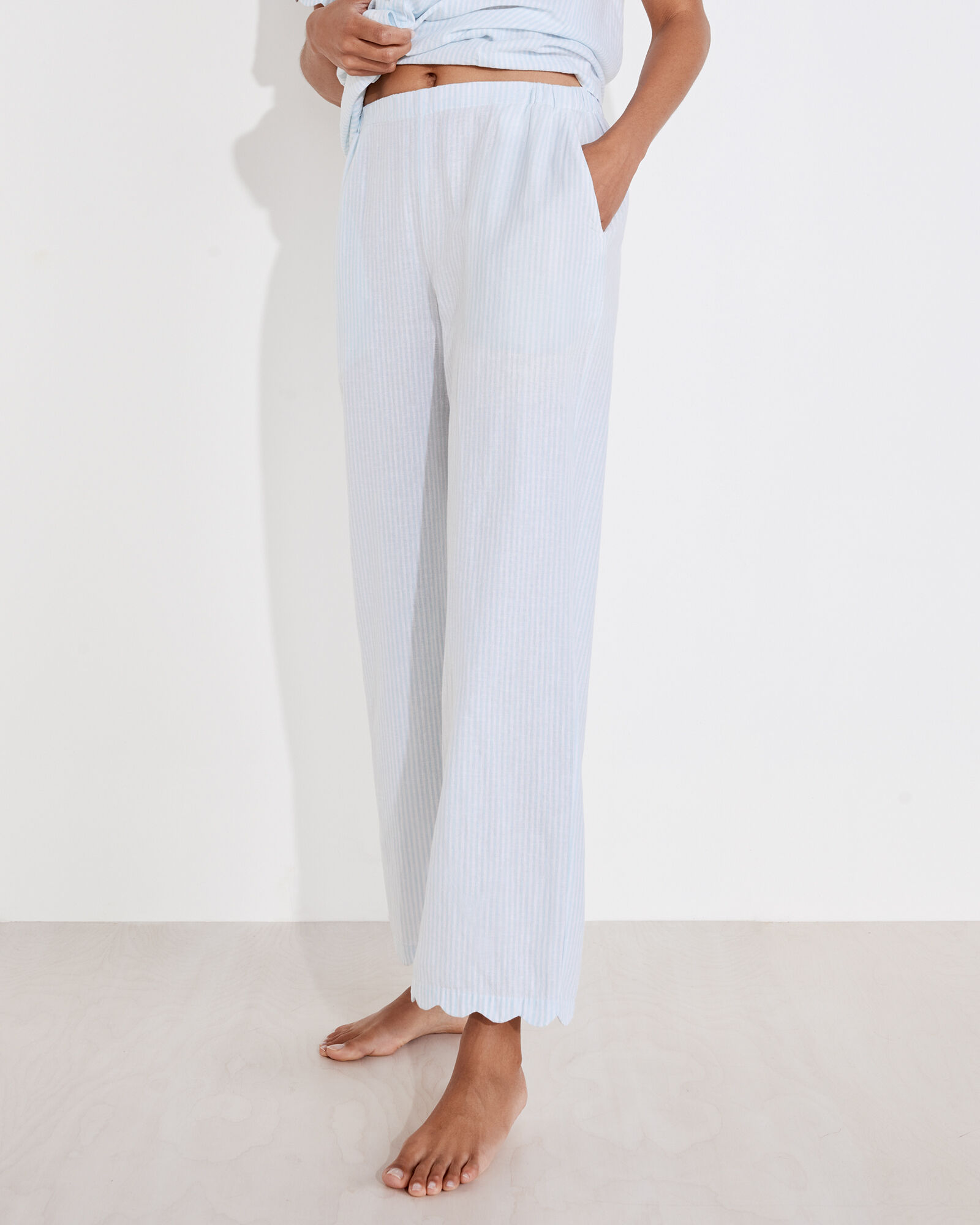Linen Cotton Striped Sleep Pants Haven Well Within