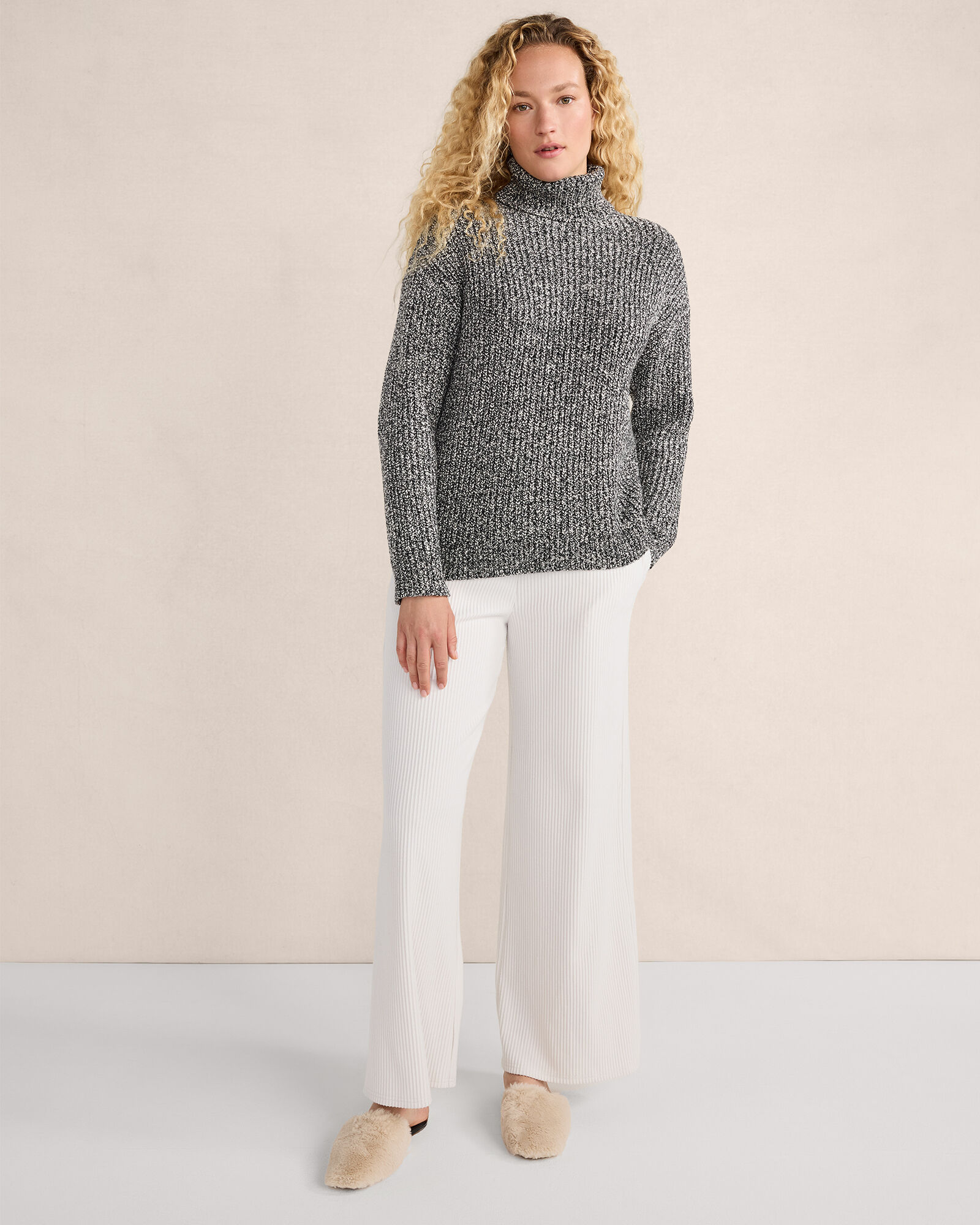 Marled Knit Turtleneck Sweater