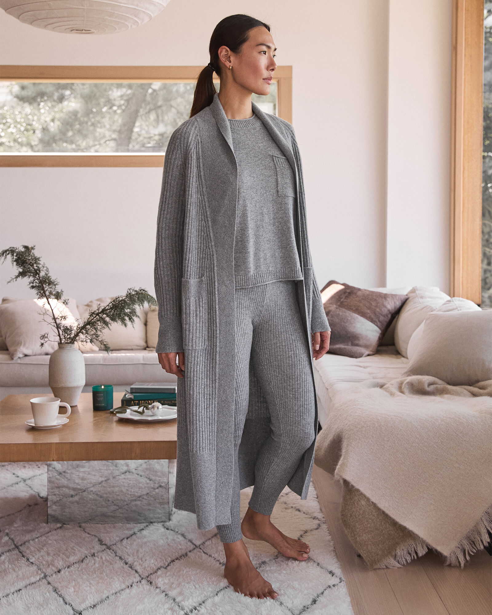 Cashmere Rib Knit Duster